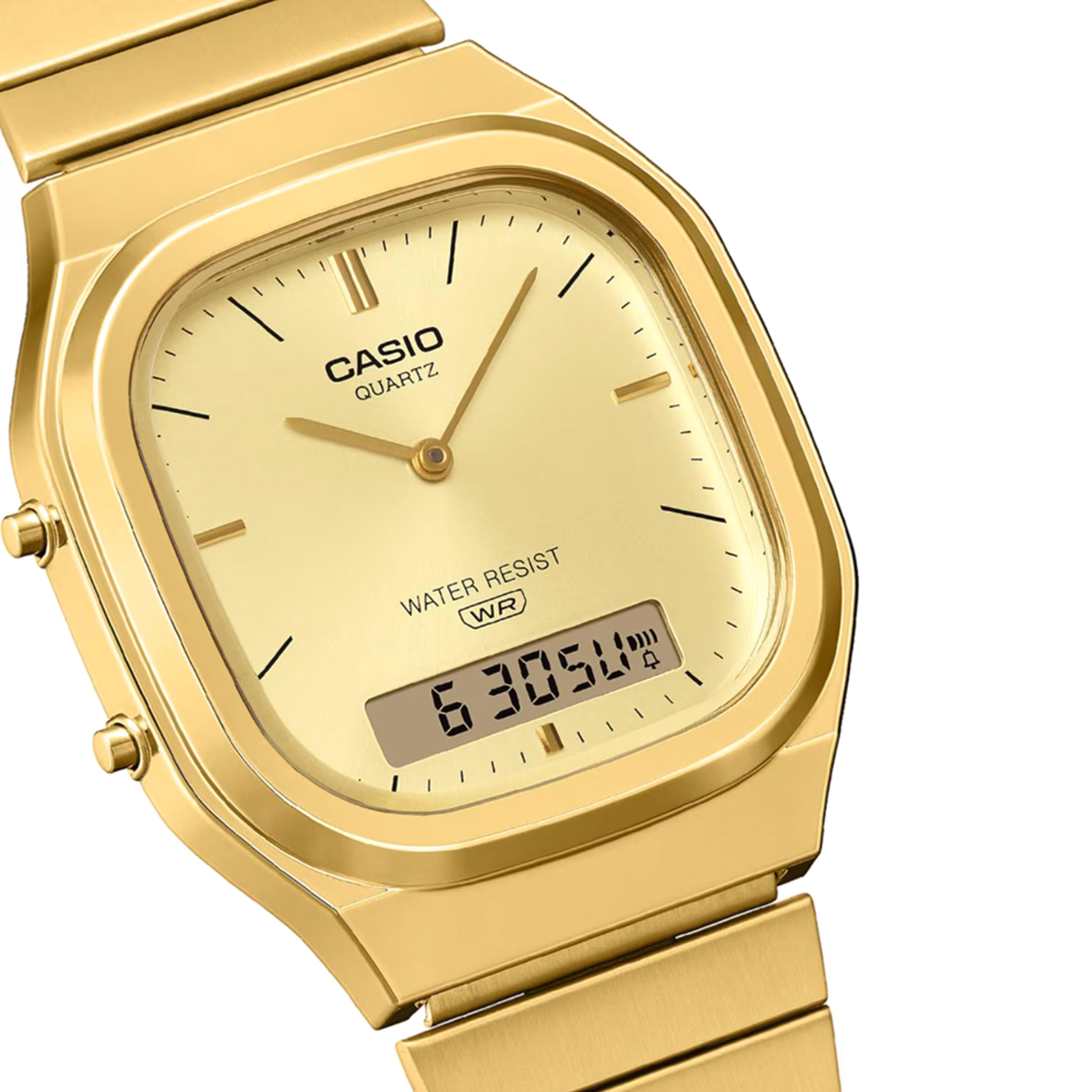 Casio Vintage AQ 240EG 9AEF Gullftonet Ana digi klokke I Resin P casio-vintage-aq-240eg-9aef-gullftonet-ana-digi-klokke-i-resin-p