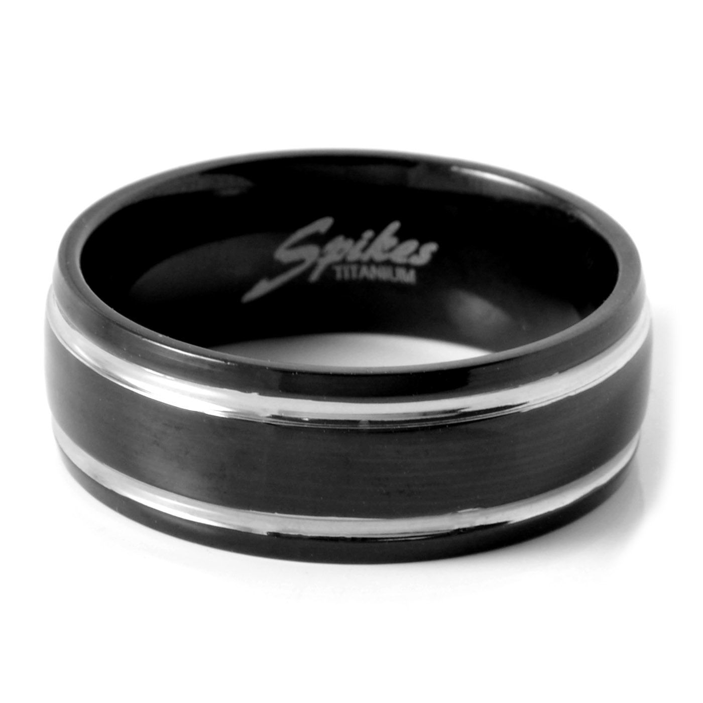 Black Two Line Titanium Ring - 2