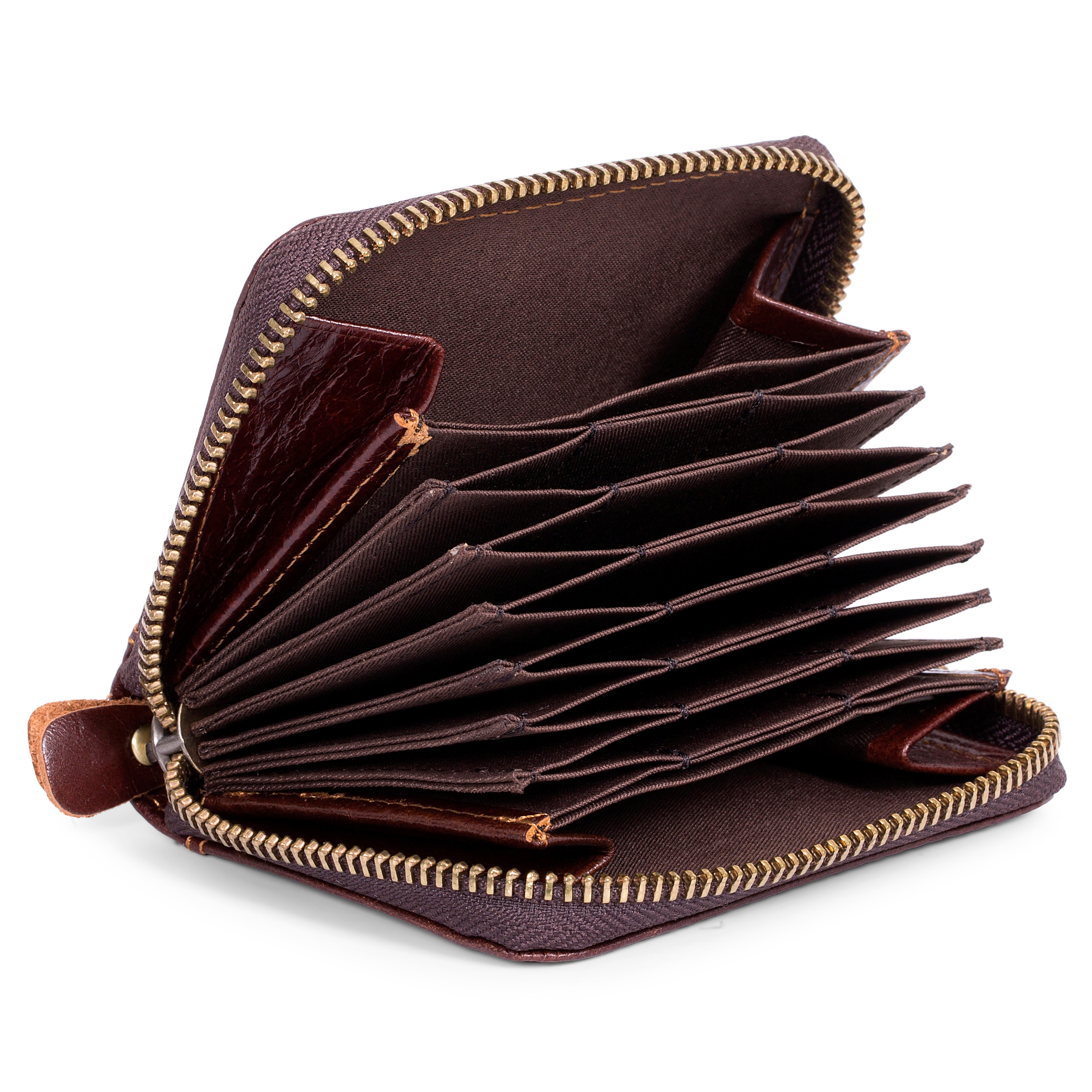 Braunes Reißverschluss RFID Kartenetui - 6