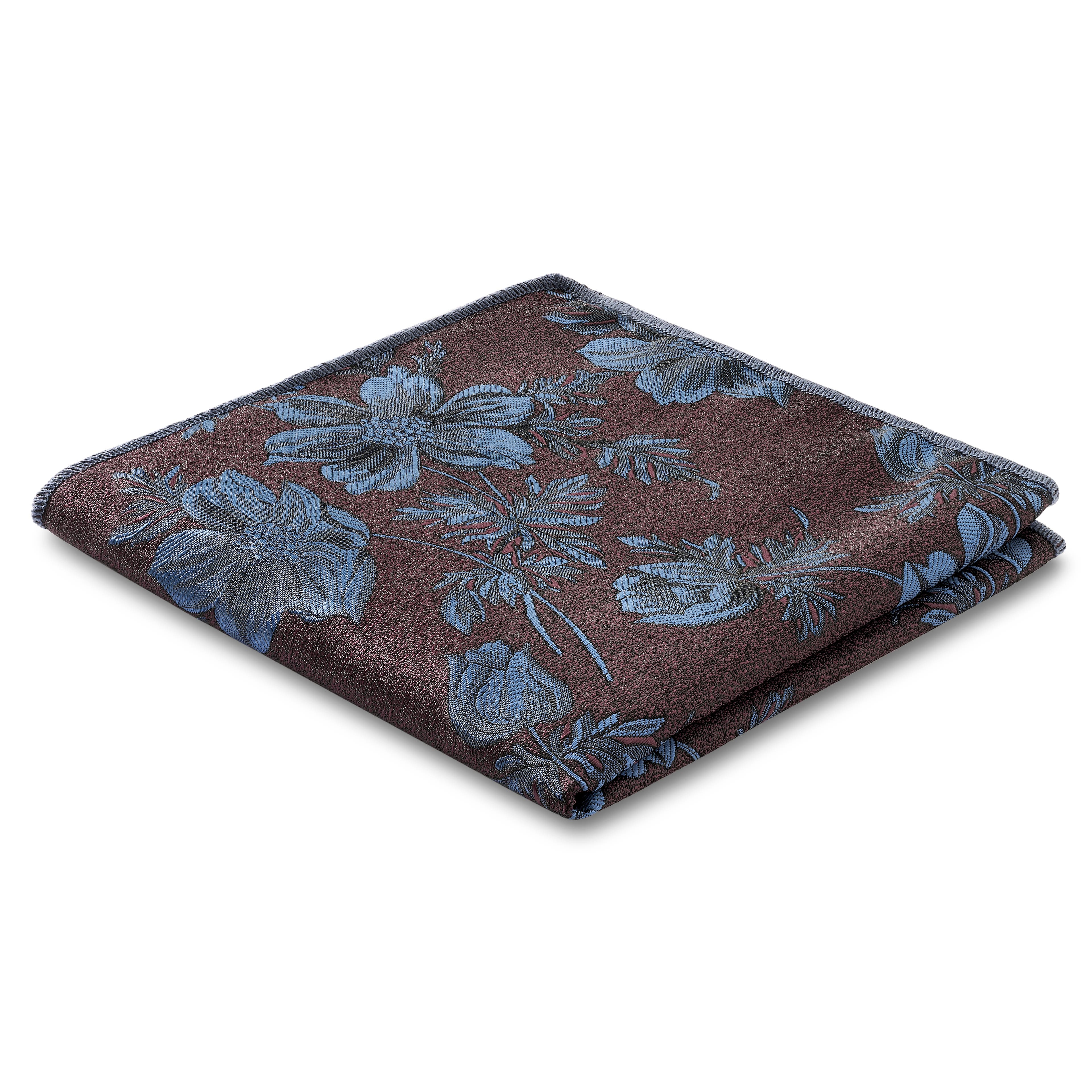 Dianthus | Burnt Red and Blue Flower Pocket Square