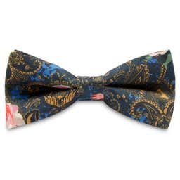 Boho | Black Floral Paisley Silk Pre-Tied Bow Tie