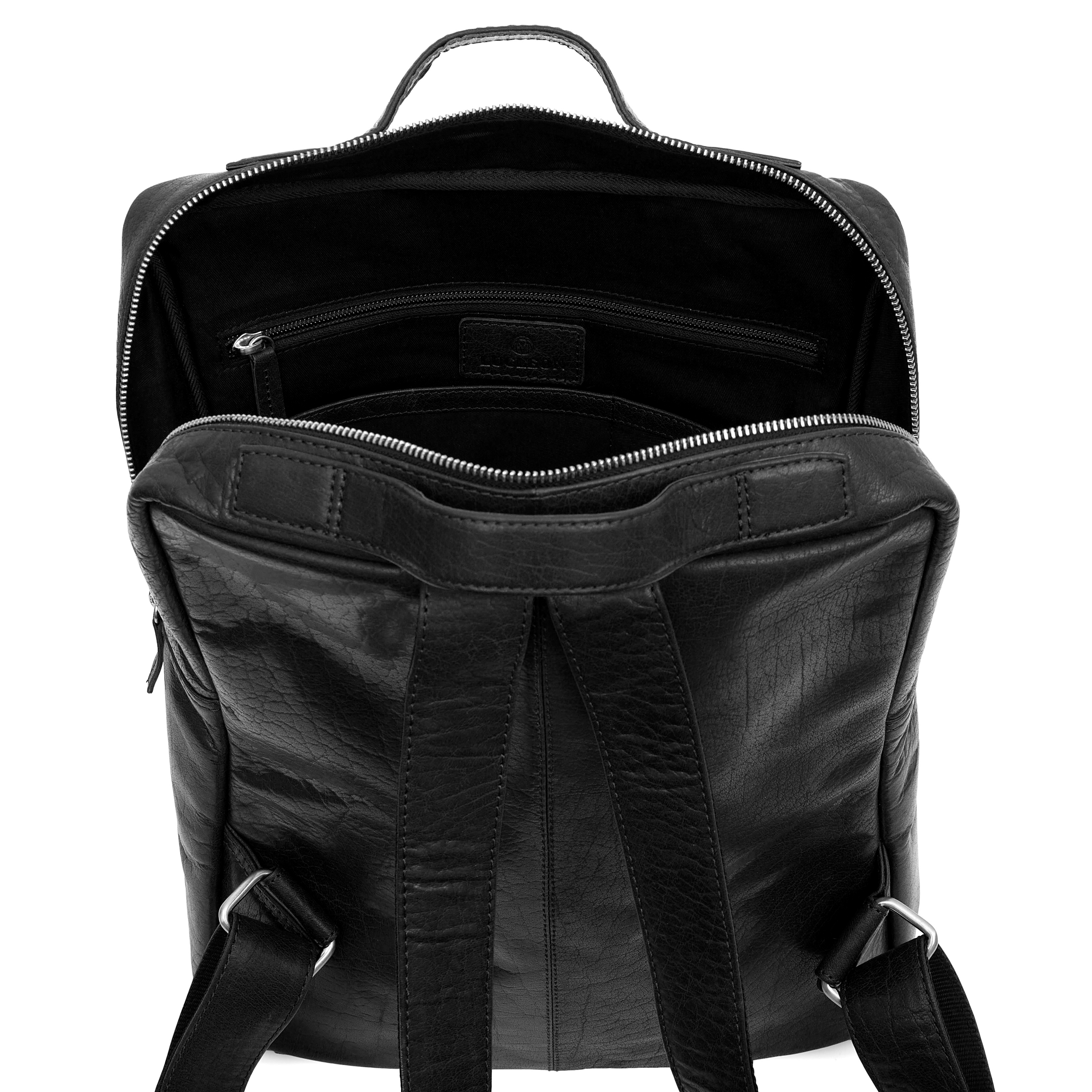 Montreal Retro Black Leather Backpack In Stock Lucleon   19 10 2 