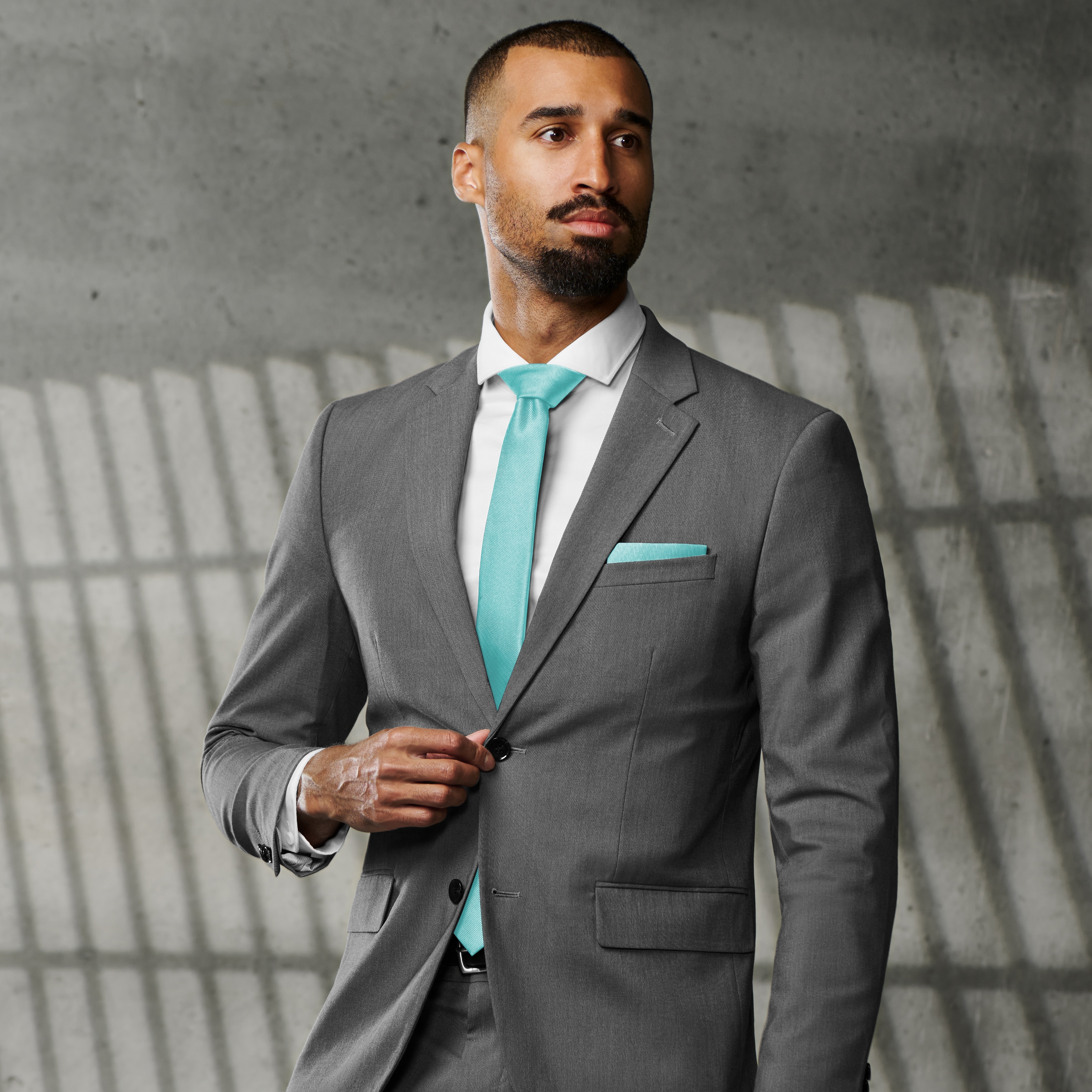 Pochette de costume bleu layette en gros-grain - 2