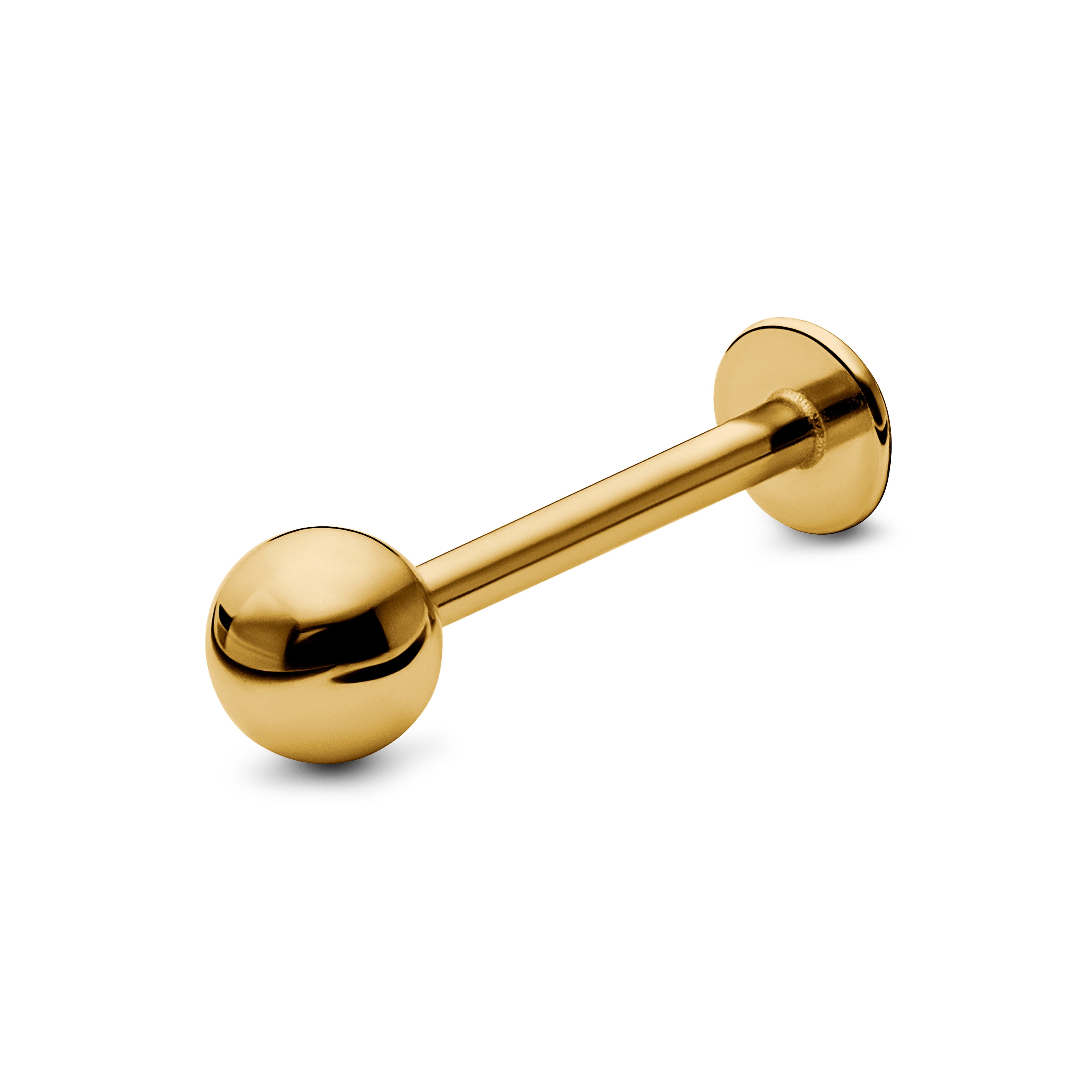 6mm piercing labret s kuličkou z chirurgické oceli zlaté barvy
