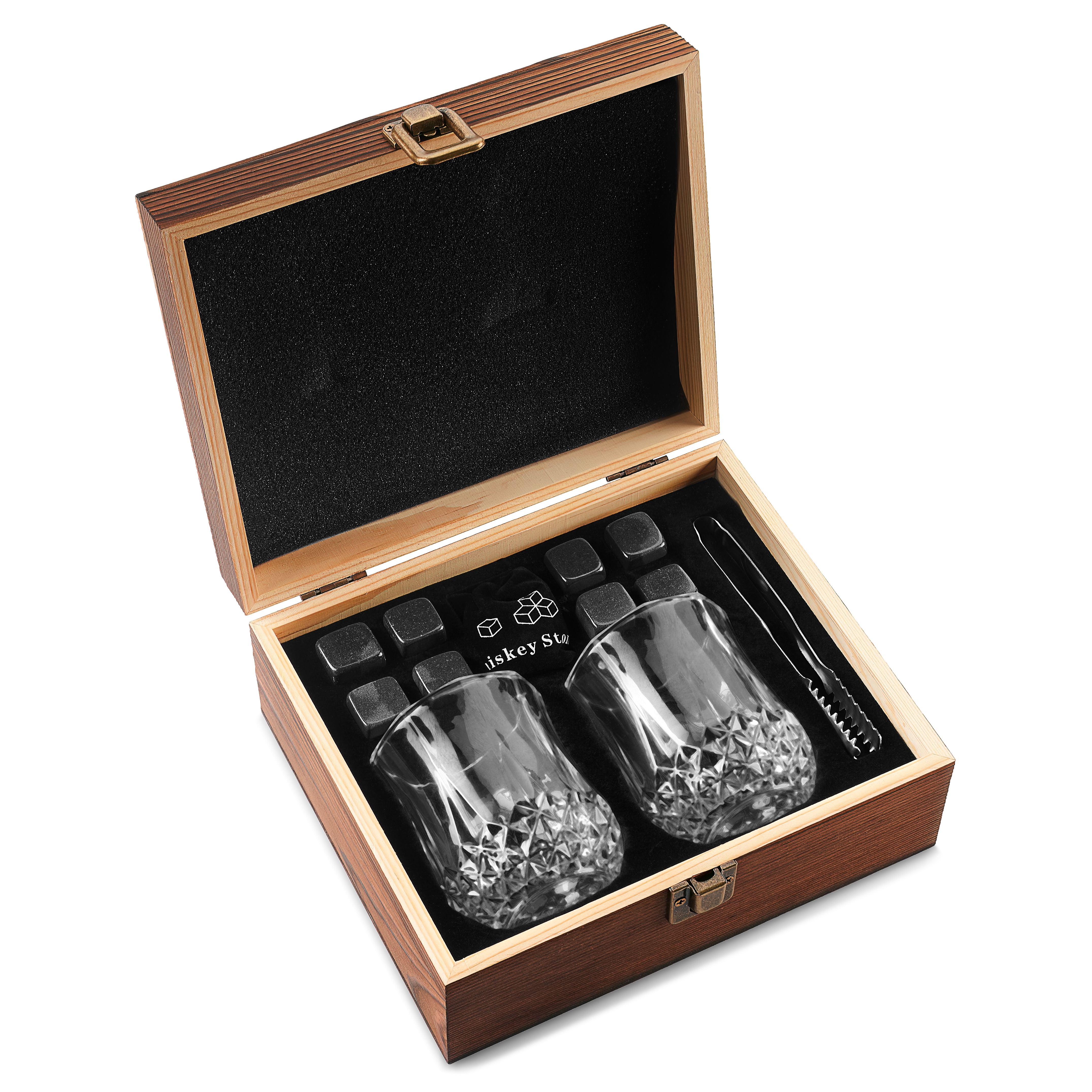 Whisky Set | Glasses, Tongs, and Basalt Stones - 1