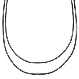 Rico mehrlagige schwarze Doppelketten-Halskette