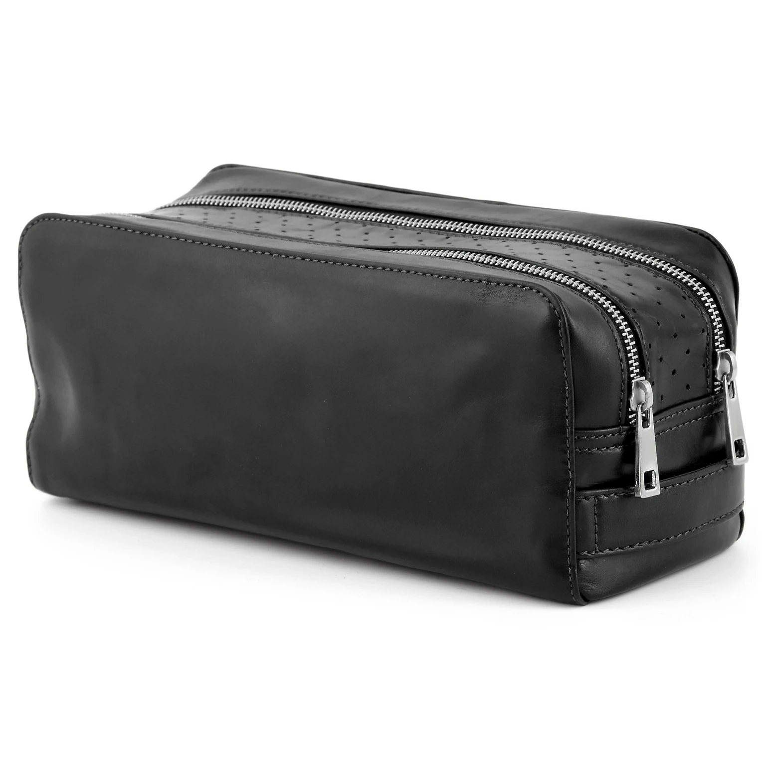 Jasper | Black Double Zip Leather Wash Bag Jasper | Black Double Zip Leather Wash Bag