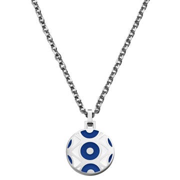 Evil Eye | Ασημί και Σκούρο Μπλε Ατσάλινο Κολιέ με Μενταγιόν Ματάκι Evil Eye | Ασημί και Σκούρο Μπλε Ατσάλινο Κολιέ με Μενταγιόν Ματάκι