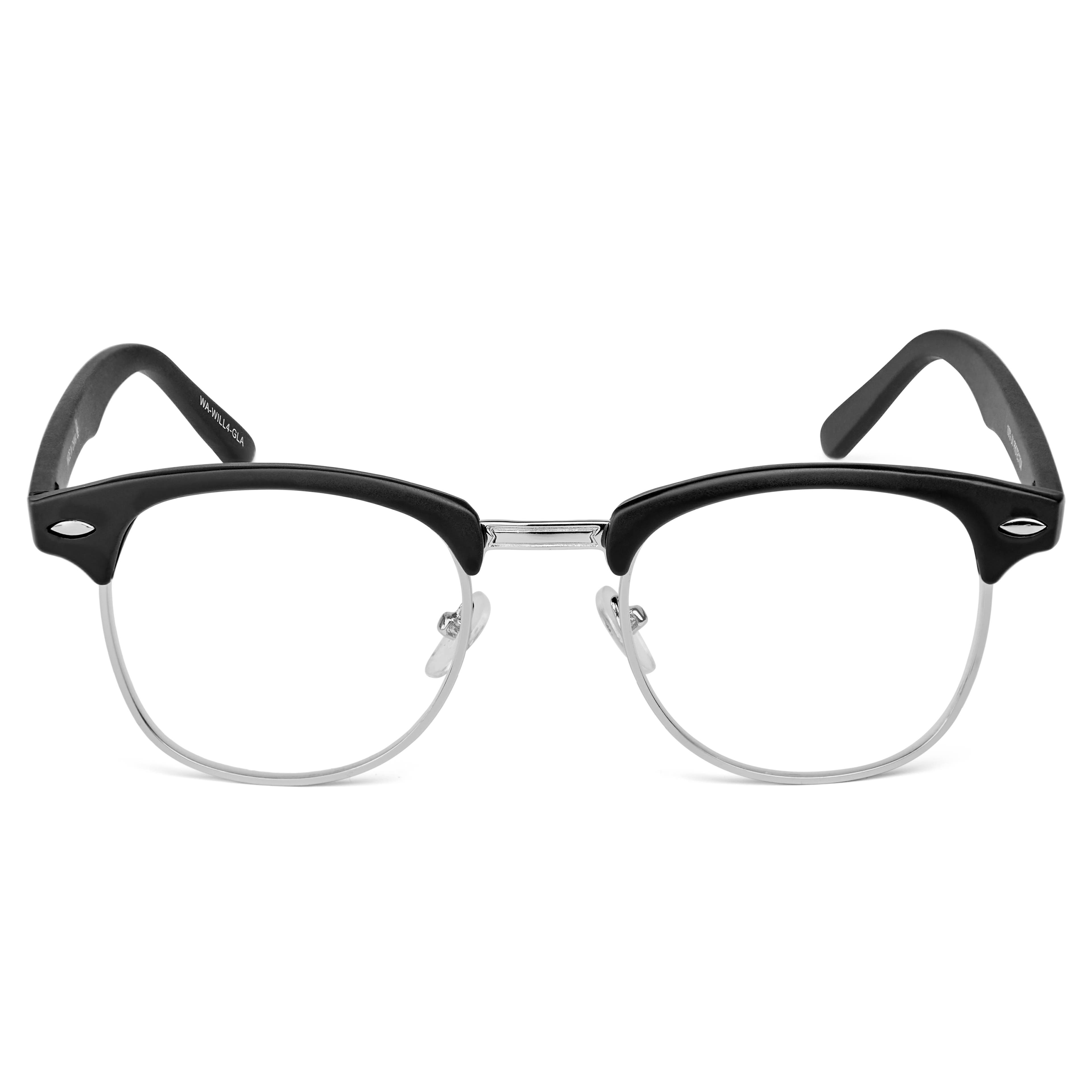Gafas browline con las lentes transparentes