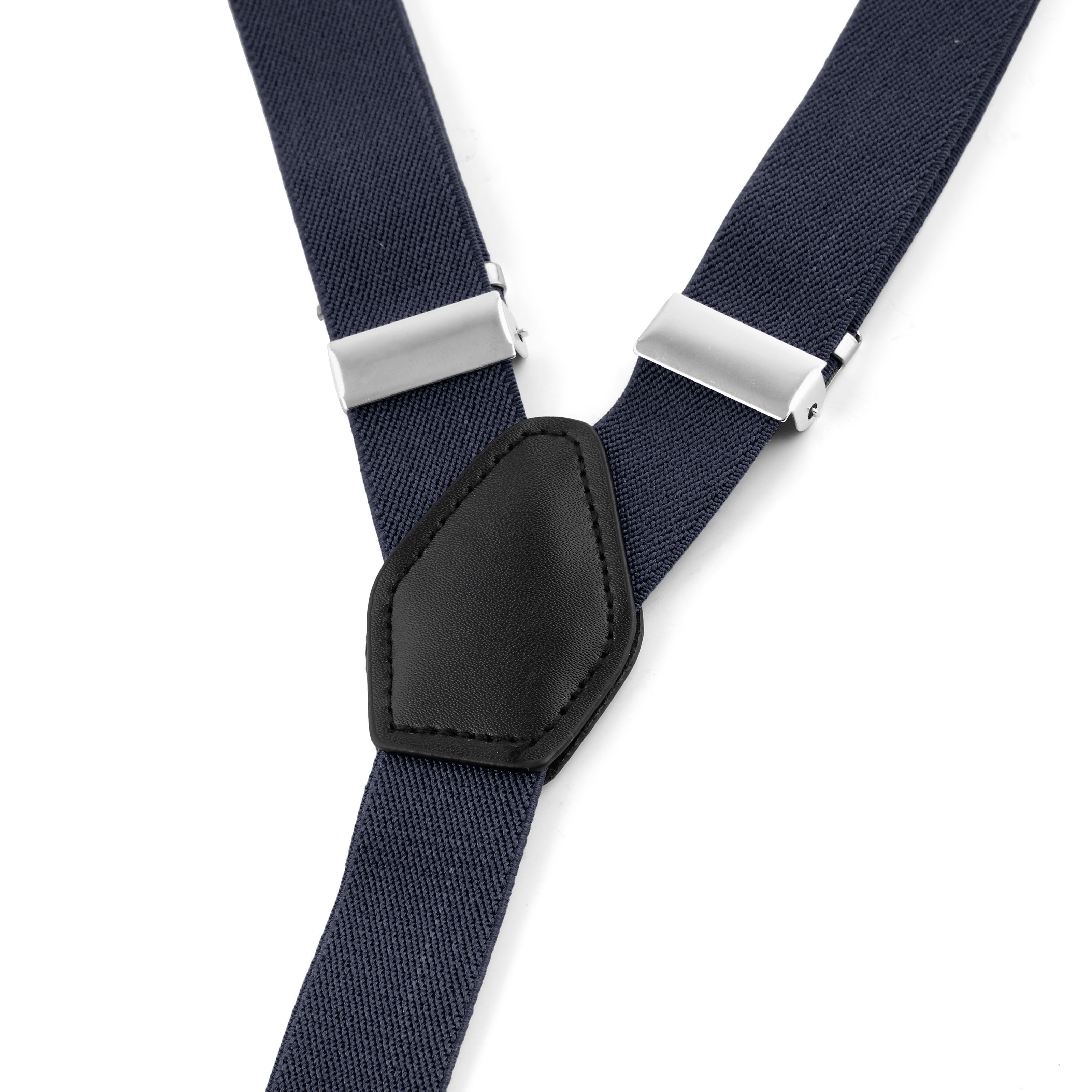 Slim Midnight Blue Split Button Braces - 3