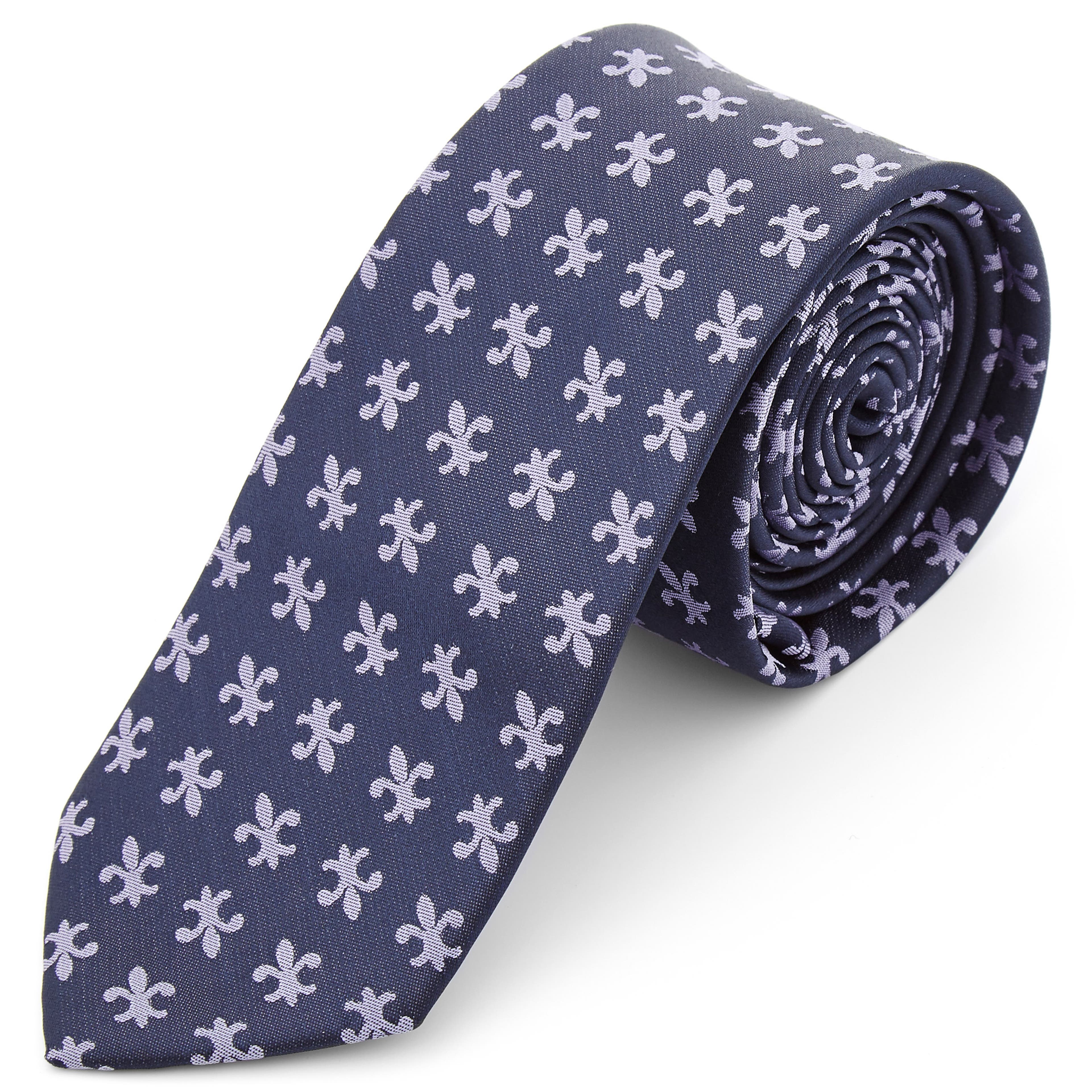 Corbata de azul marino con flor de lis | ¡En stock! | Tailor Toki