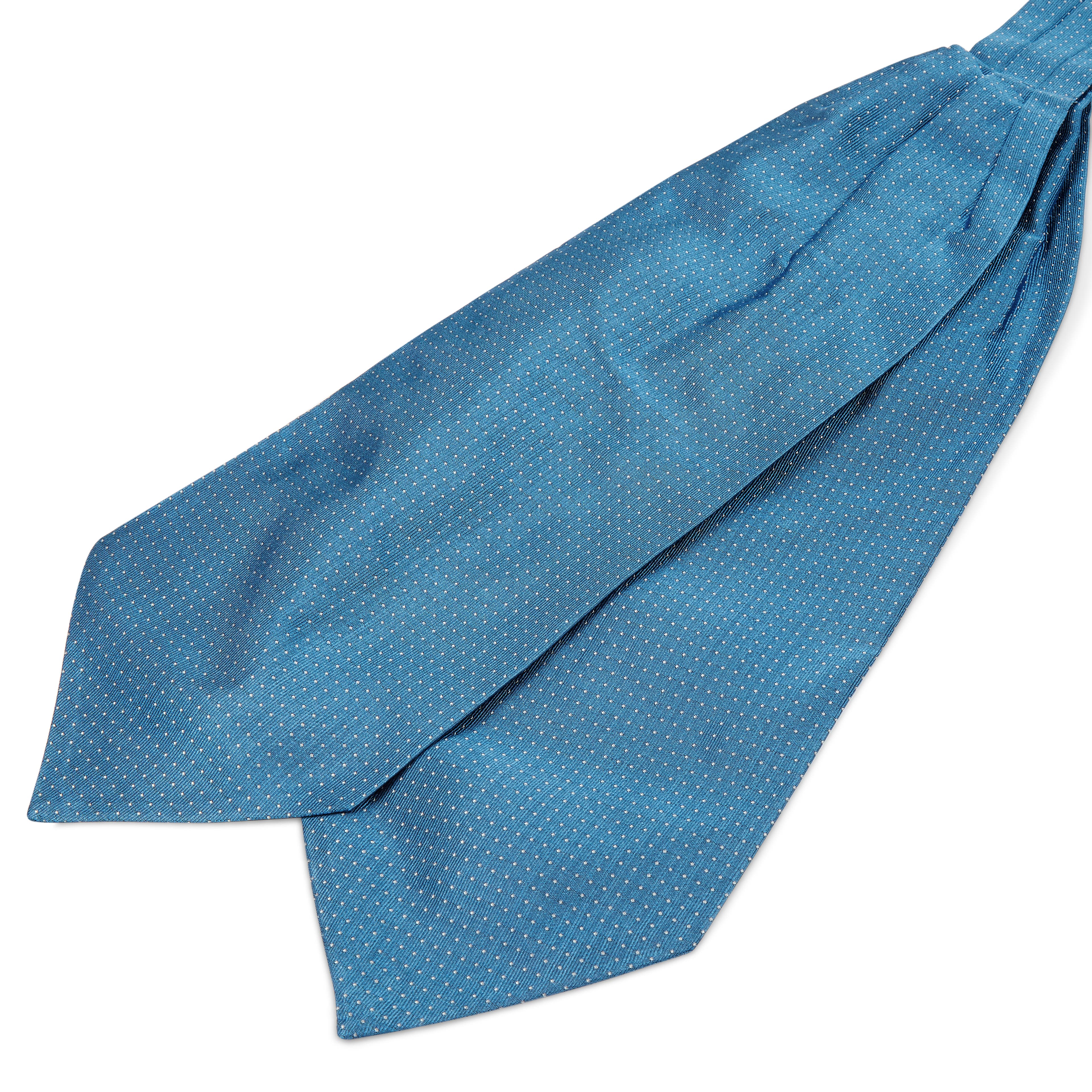 Niebieski krawat jedwabny w kropki