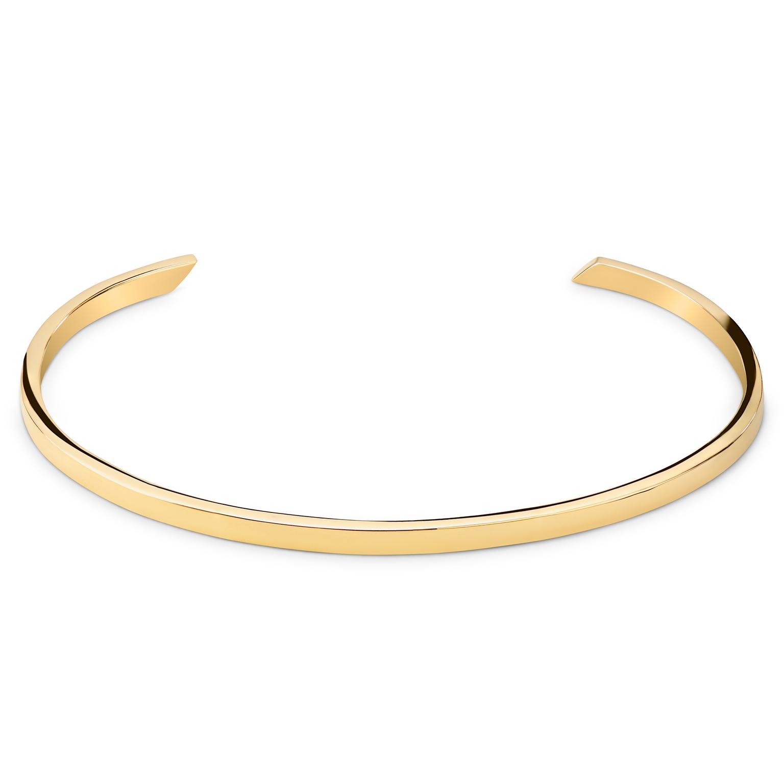Bracciale rigido regolabile in acciaio inossidabile con finitura oro lucido da 3 mm Bracciale rigido regolabile in acciaio inossidabile con finitura oro lucido da 3 mm