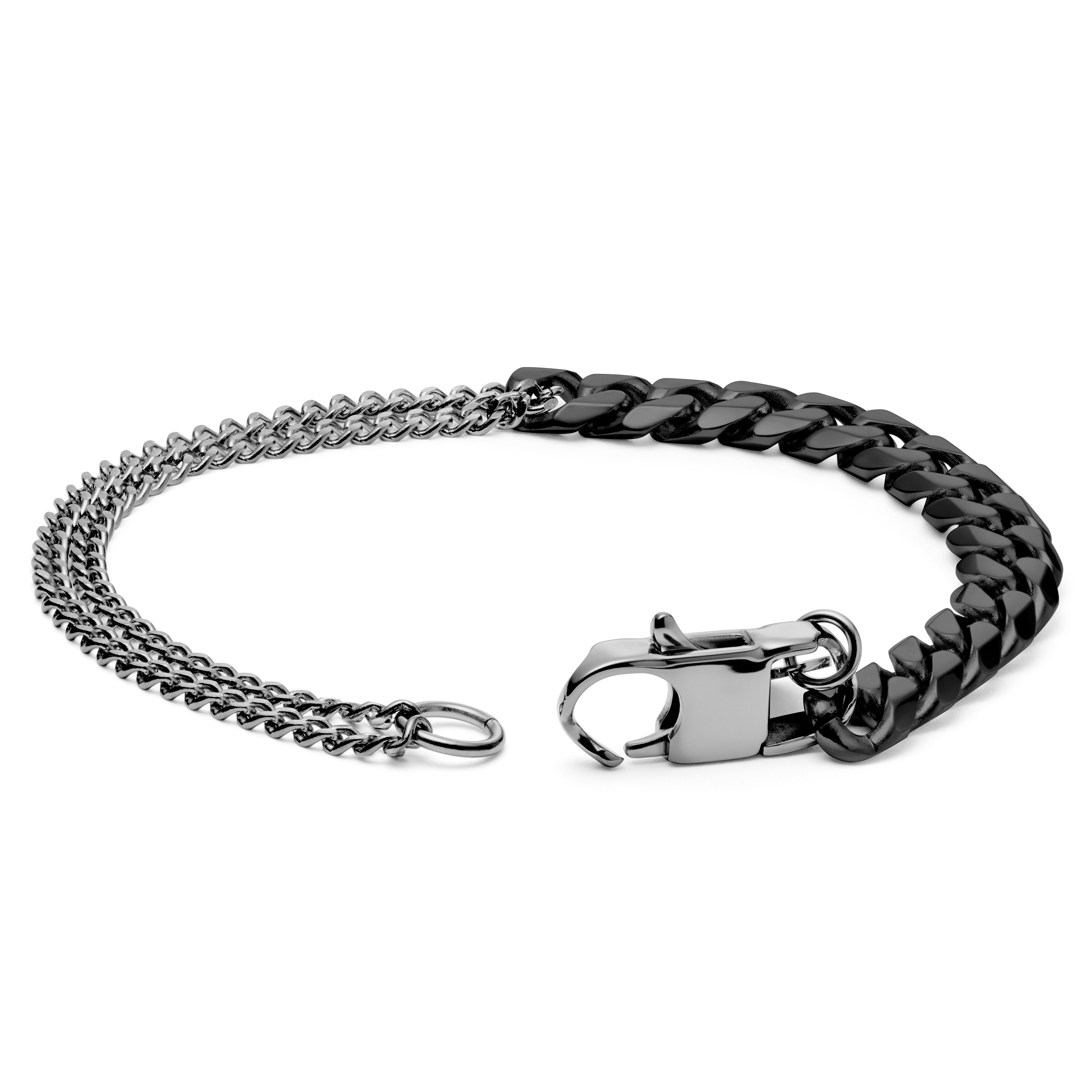 Carlos Amager Silver-Tone & Gunmetal Curb Chain Bracelet - 2