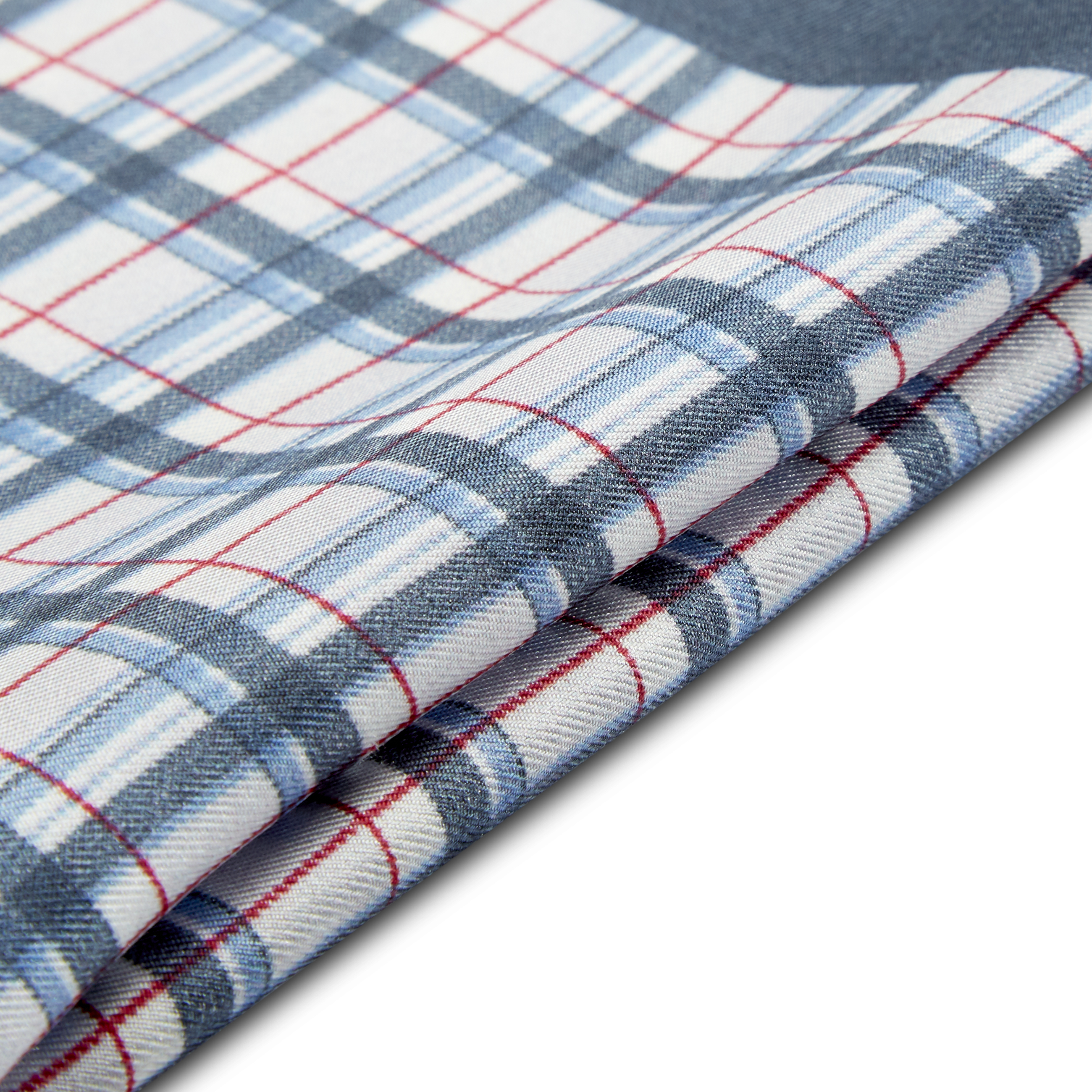 Light Blue, White & Red Plaid Silk Pocket Square - 3