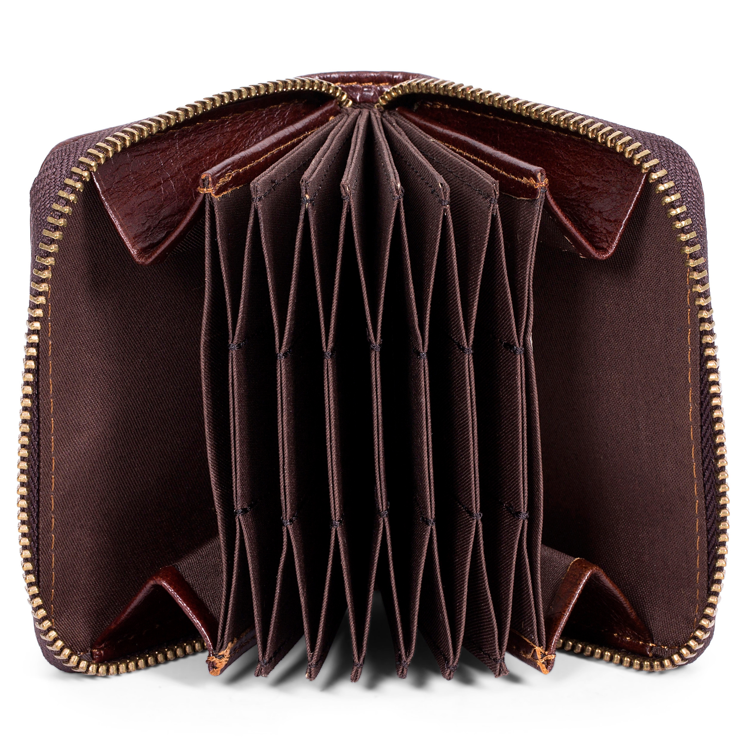 Braunes Reißverschluss RFID Kartenetui - 2