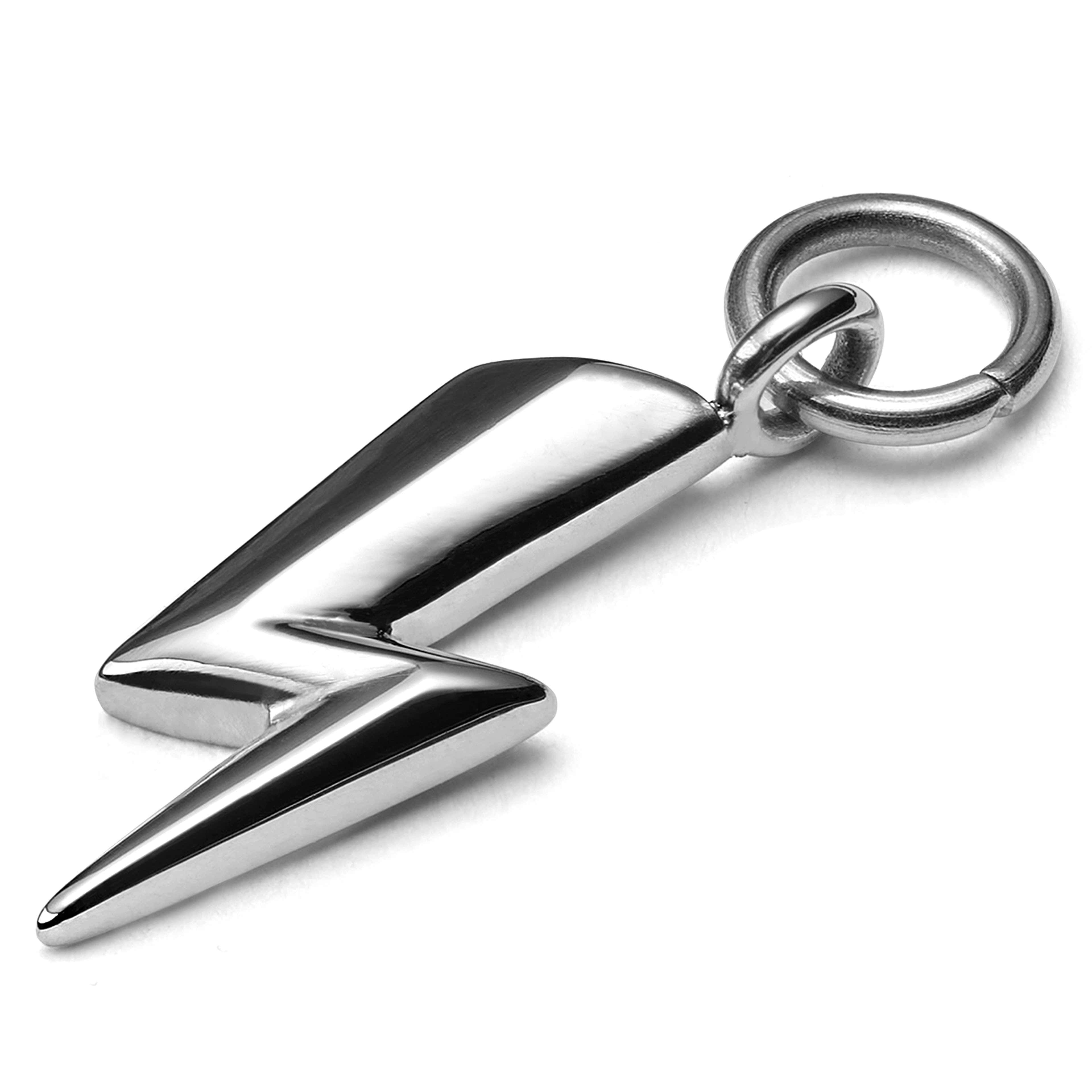 Silver-Tone Steel Lightning Bolt Charm - 1 - primary thumbnail small_image gallery