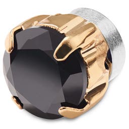 Златиста магнитна обица с черен кристал