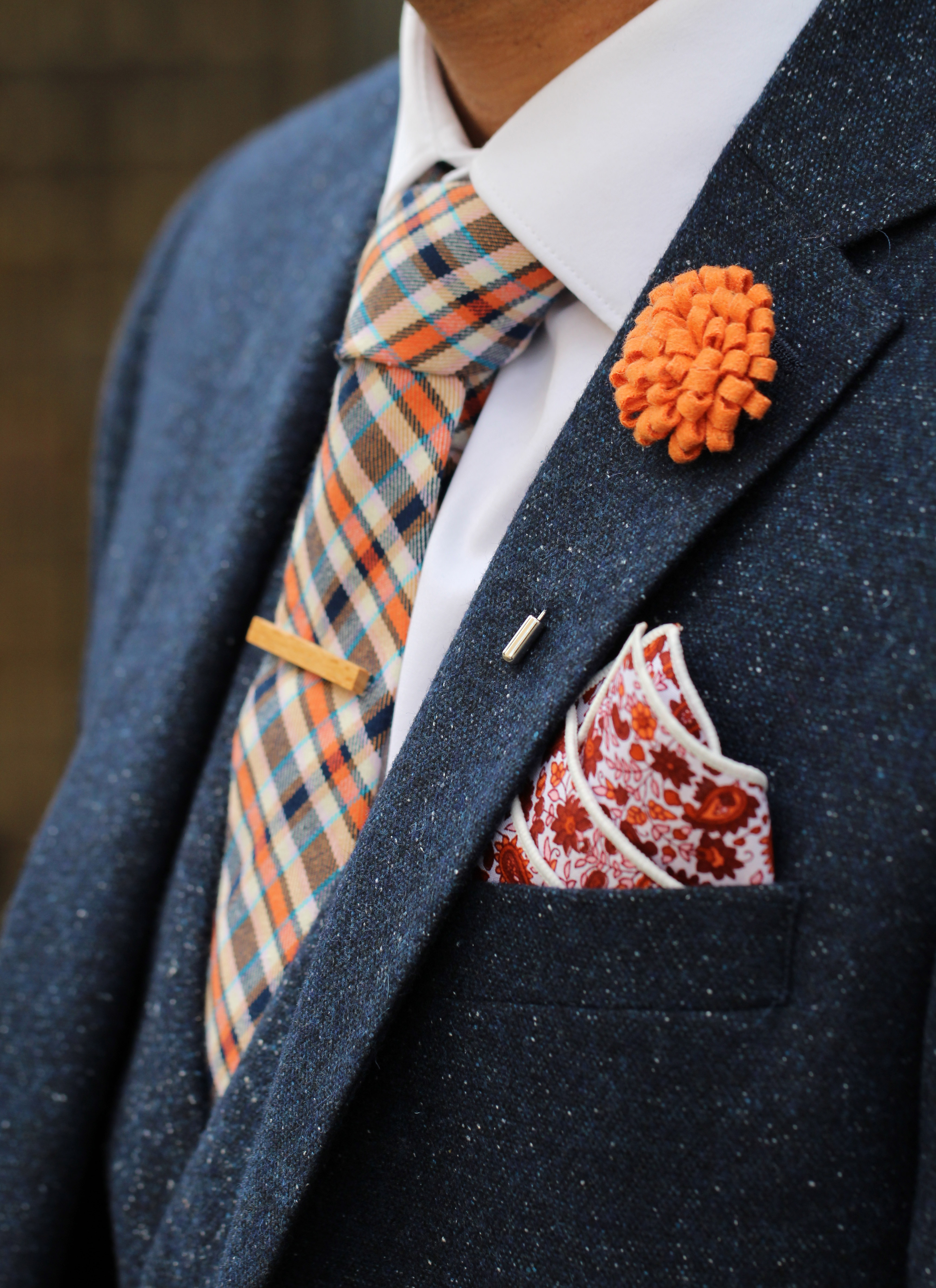 Einstecktuch aus Baumwolle mit Blumenmotiv - 4