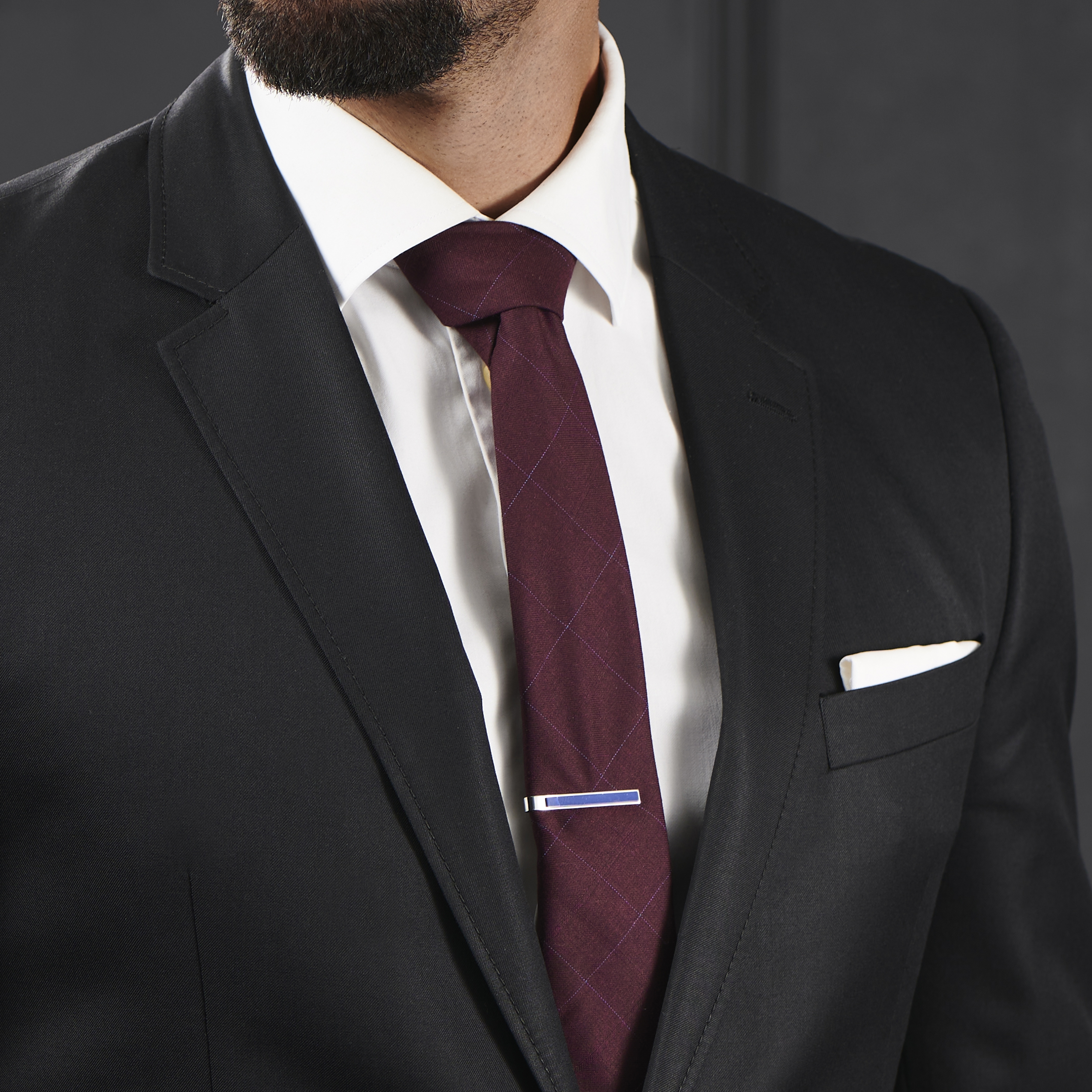 Burgundy Checkered Tie - 5