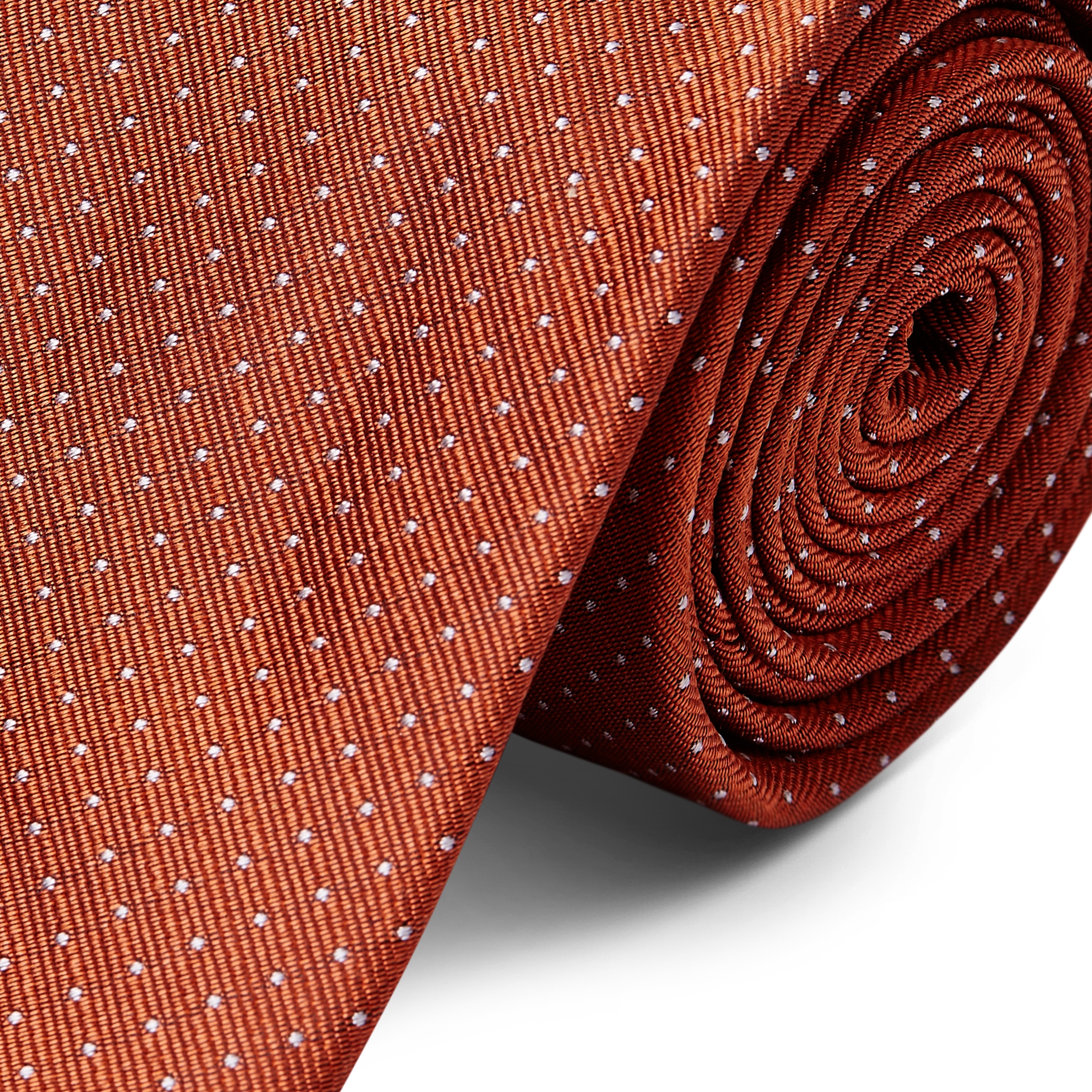 Corbata de 8 cm de seda color cobre con lunares - 2