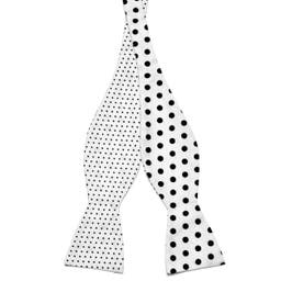 White Dotted Cotton Self-Tie Reversible Bow Tie