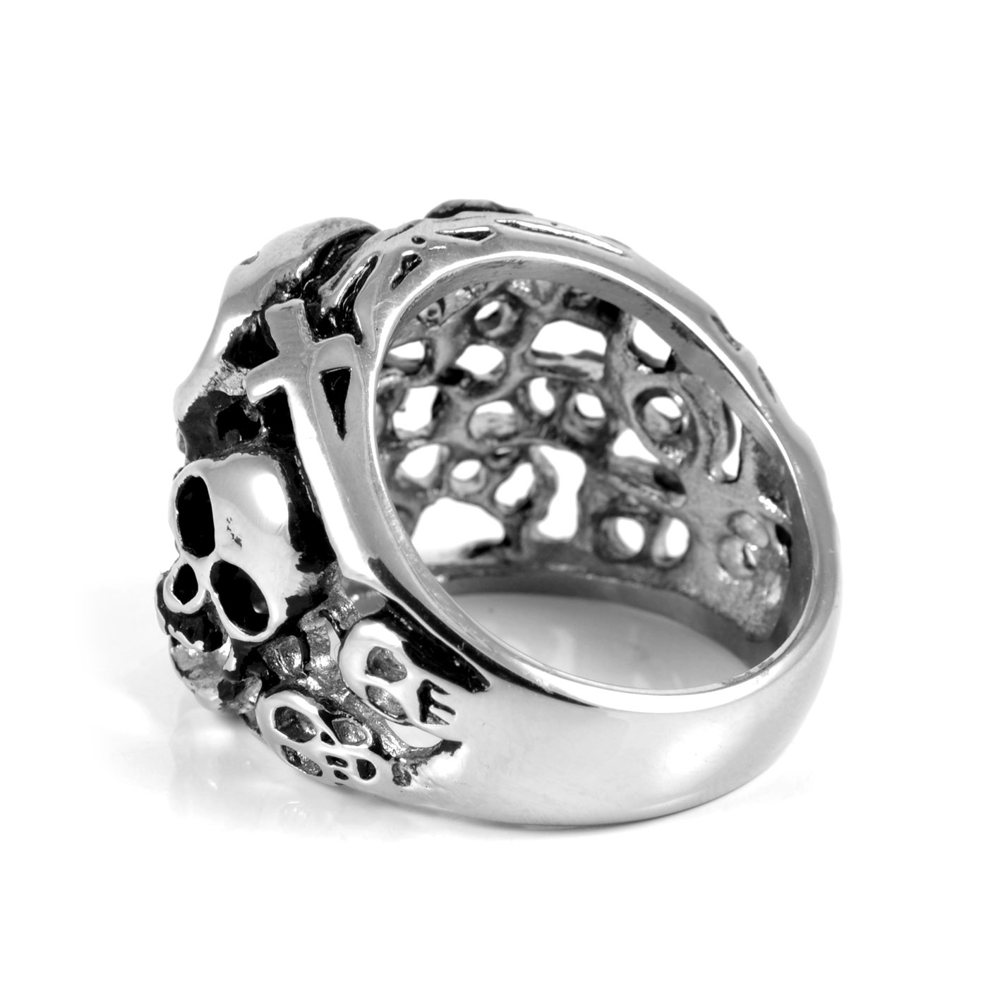 Multiple Skulls Steel Ring - 4