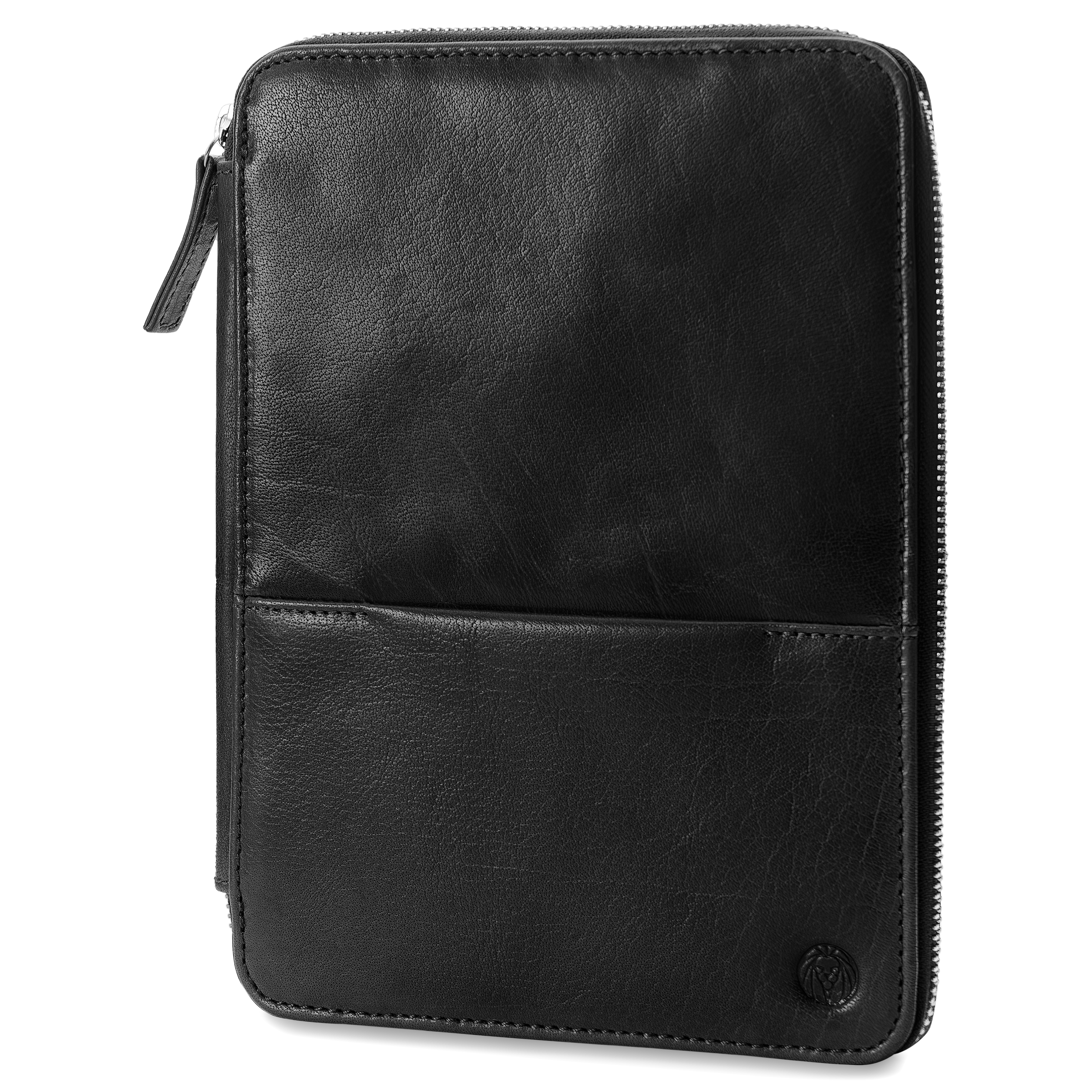 Black Zippered Refillable Buffalo Leather Notebook & Journal Cover - 2