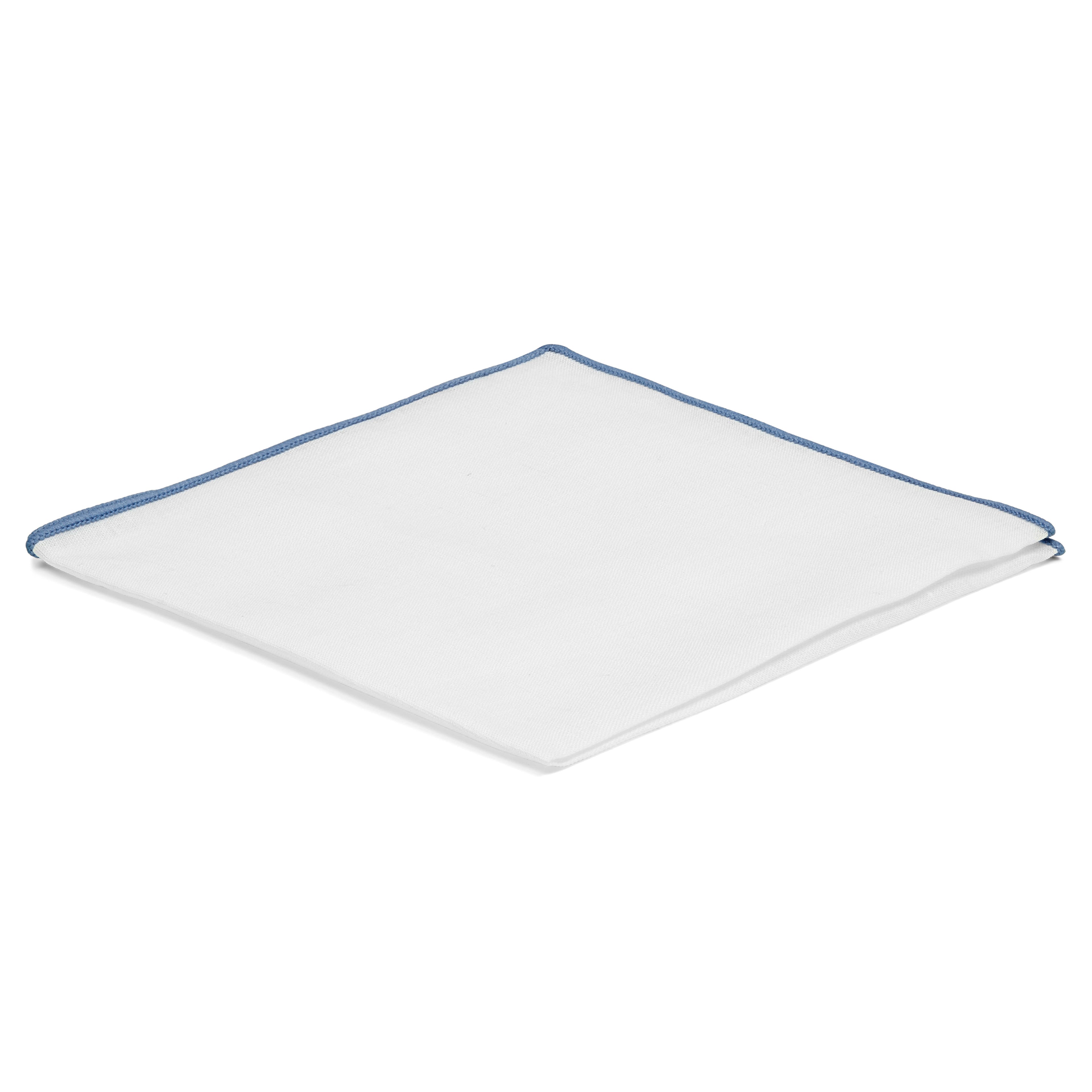 Pañuelo de bolsillo blanco con bordes azul claro Pañuelo de bolsillo blanco con bordes azul claro