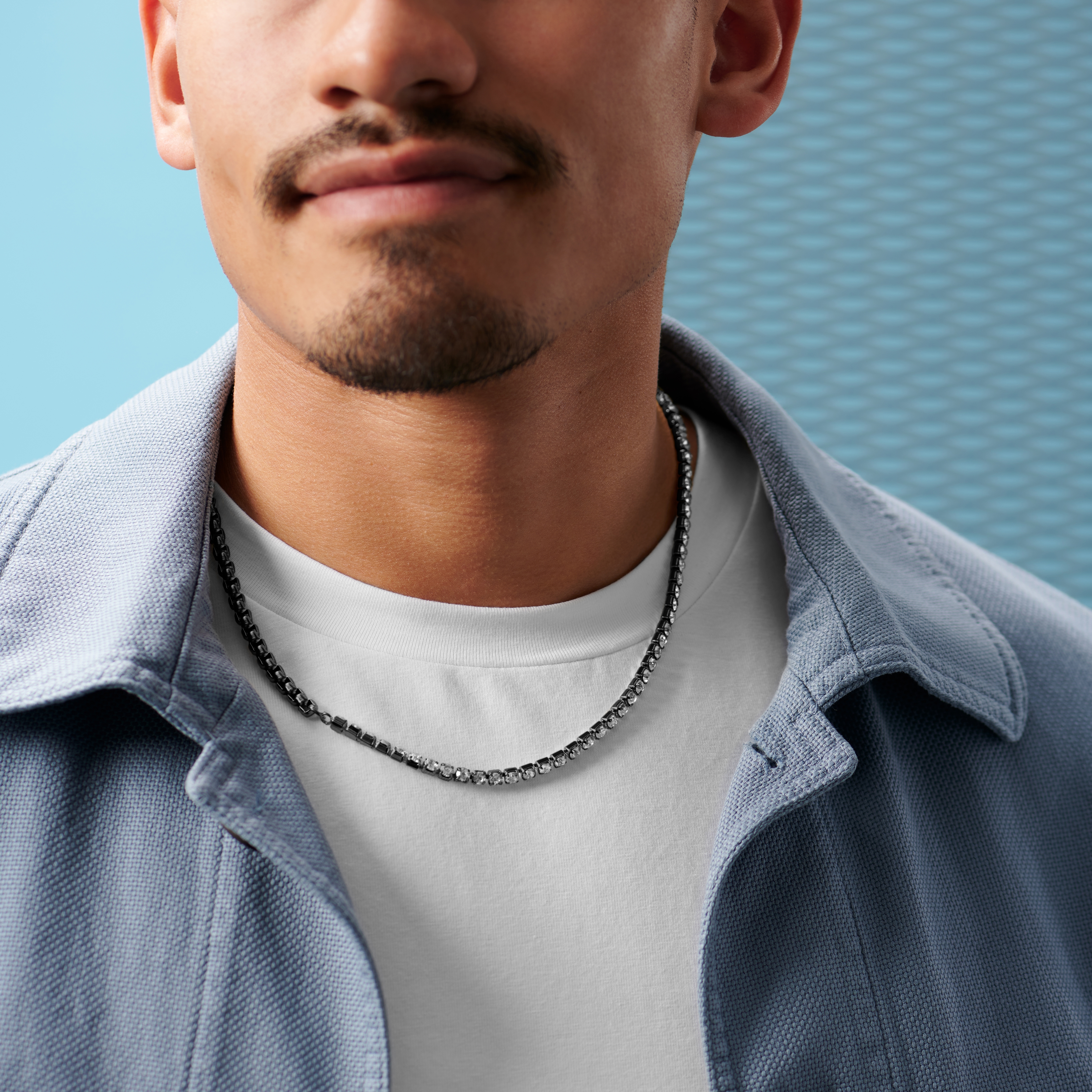 Collar de cadena veneciana con diamantes de cristal gris Amager Colt  - 5