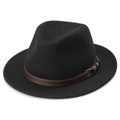 Flavio Black Flat Brim Moda Fedora Flavio Black Flat Brim Moda Fedora