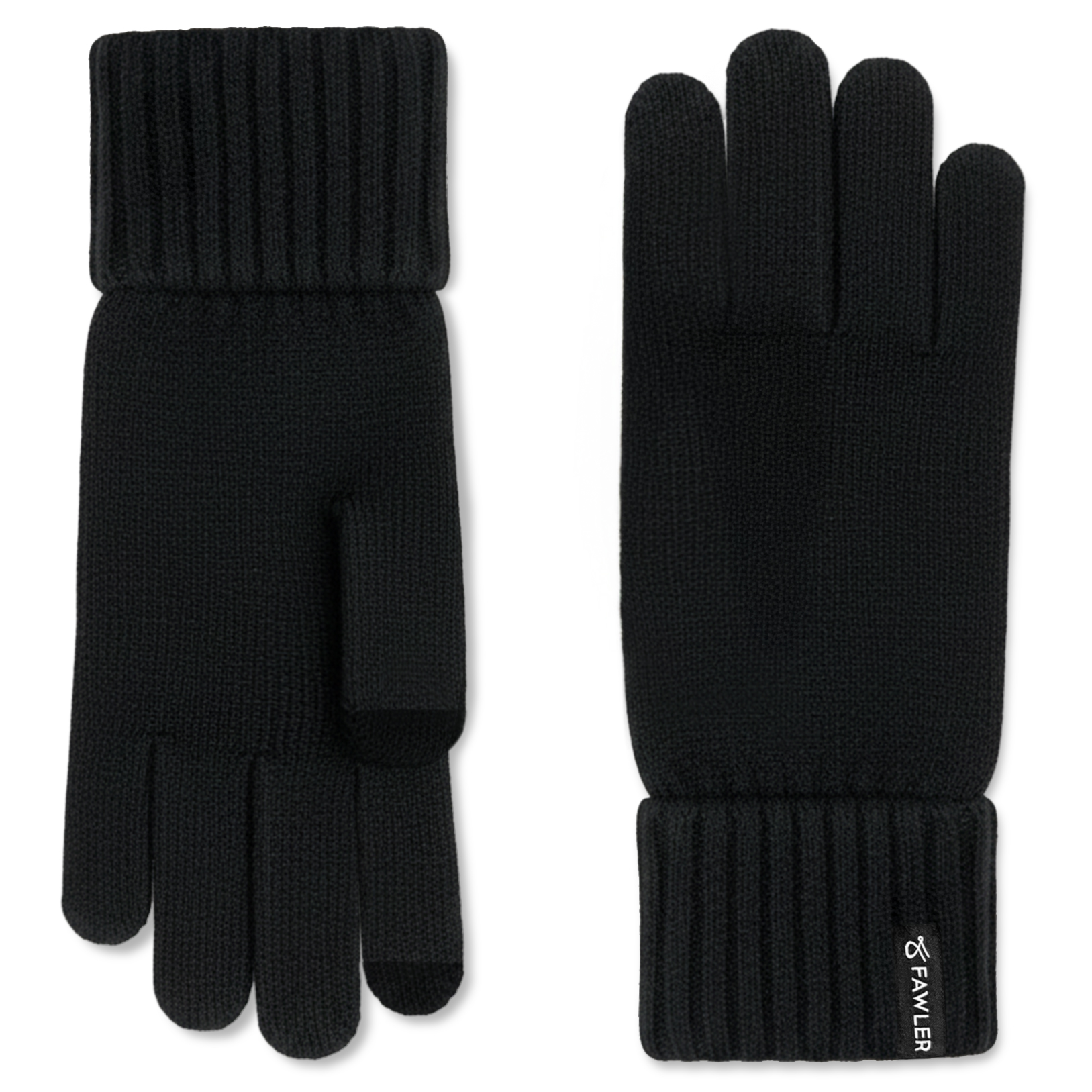 Baltic | Luvas Pretas Caneladas em Lã Fina Compatíveis com Ecrãs - 2