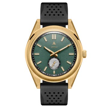 Mond | Златисто-зелен стоманен часовник с метеорит
