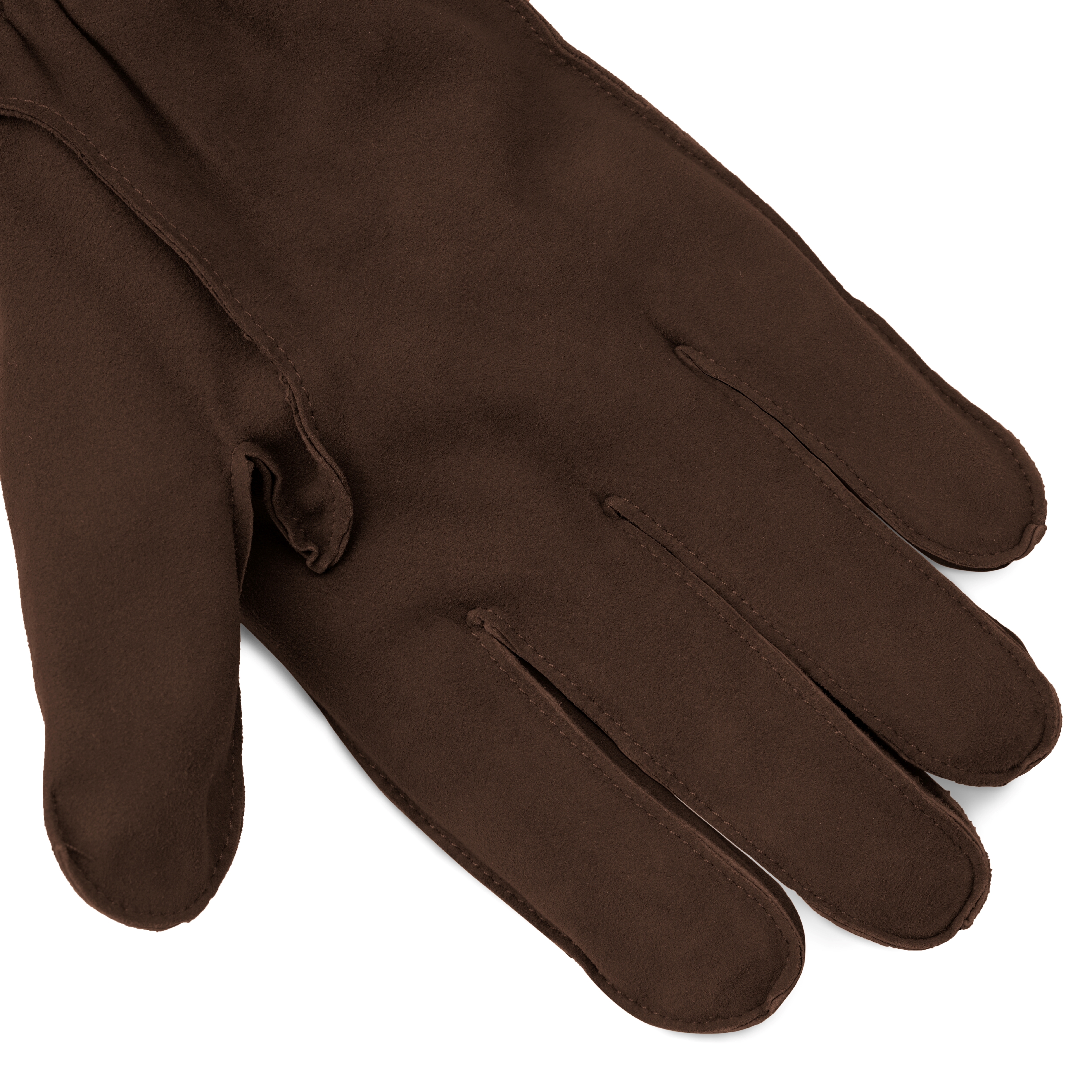 Brown Suede Leather Gloves with Buckle - 5