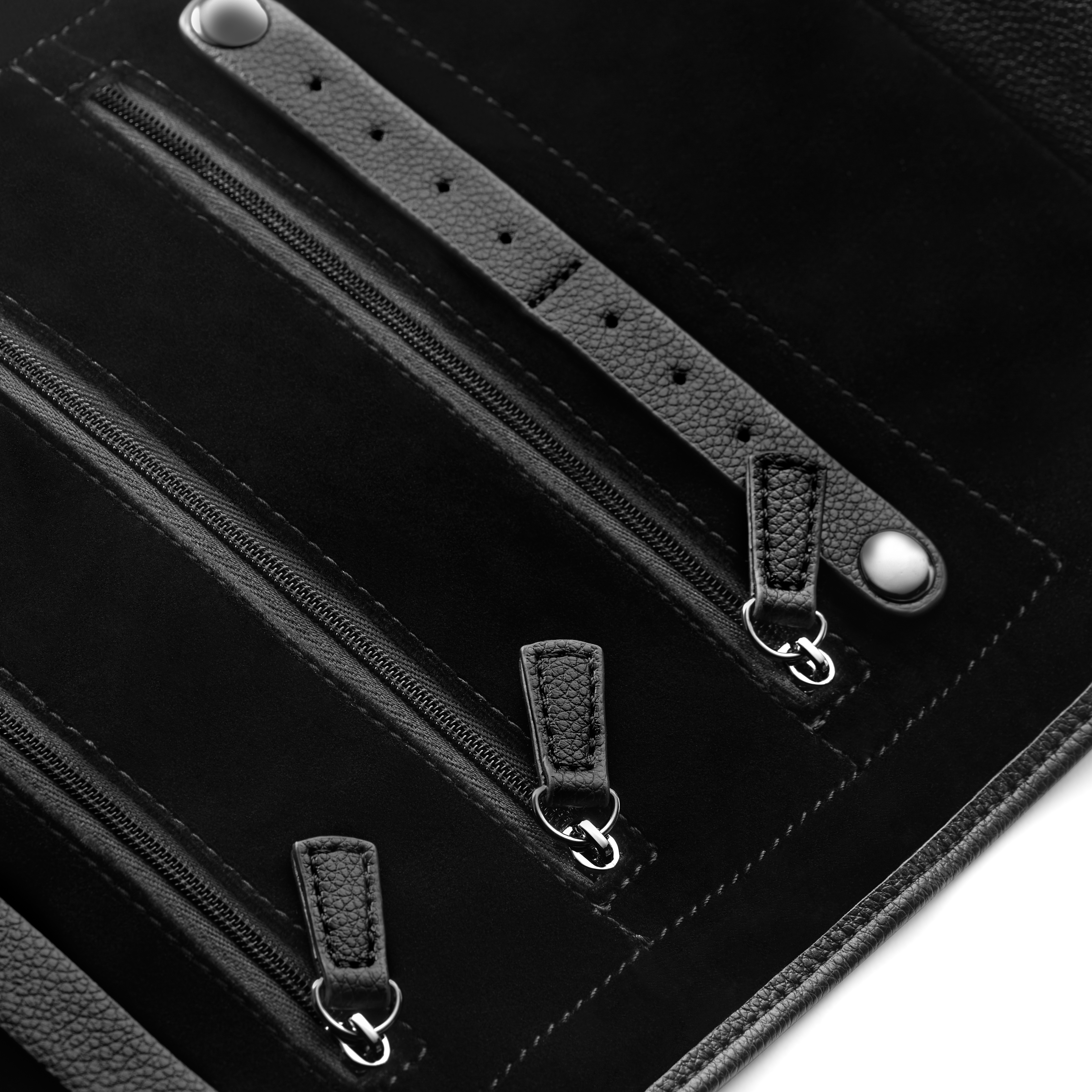 Black Leather Watch and Jewellery Travel Roll - 3