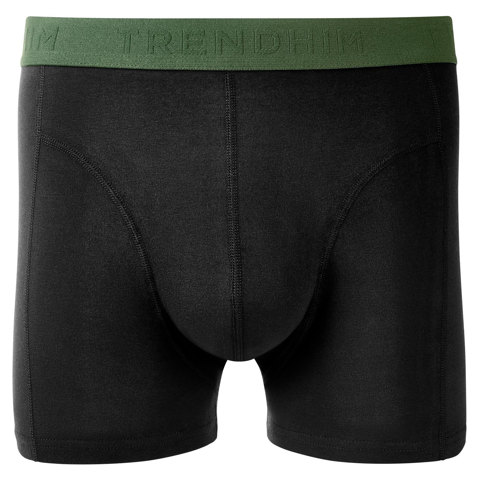 FlexFeel | Schwarze Baumwoll-Boxershorts mit olivgrünem Bund FlexFeel | Schwarze Baumwoll-Boxershorts mit olivgrünem Bund