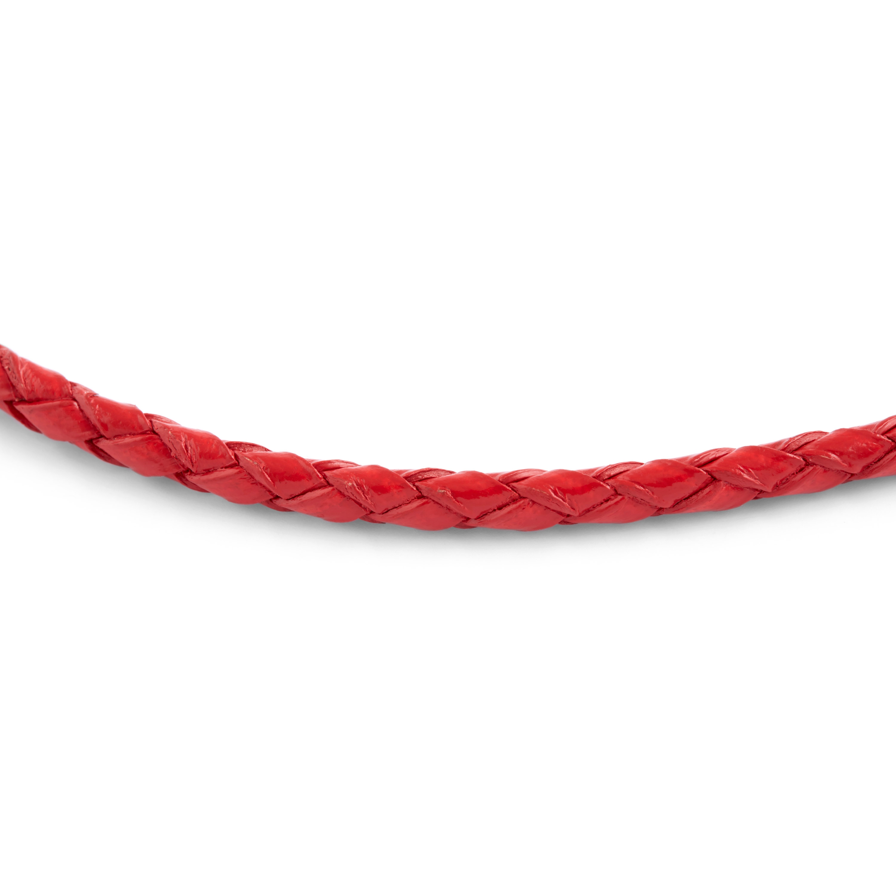 Rote Gewebte Lederkette 3 mm - 2