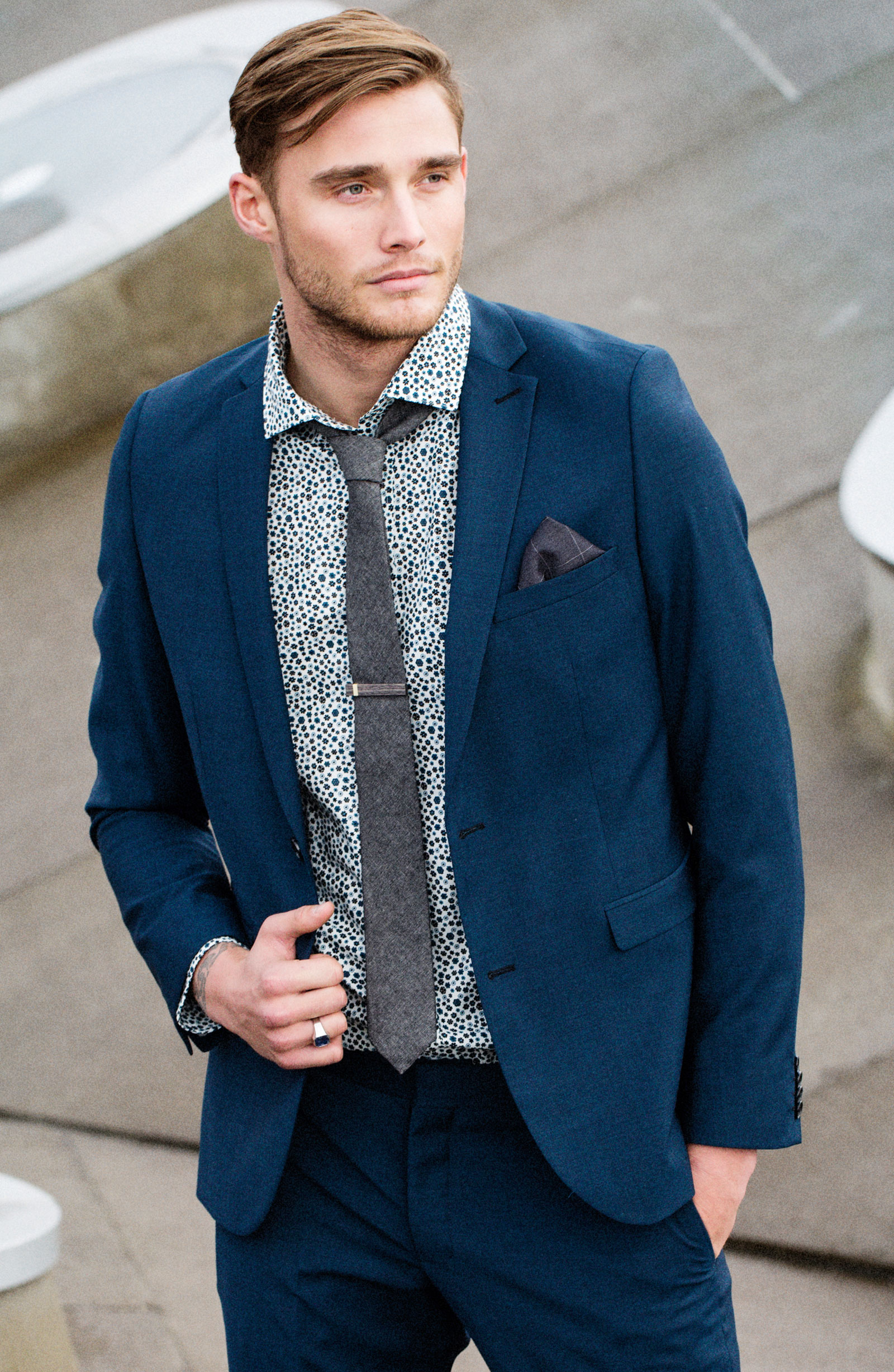 Dark Grey Chequered Pocket Square - 4