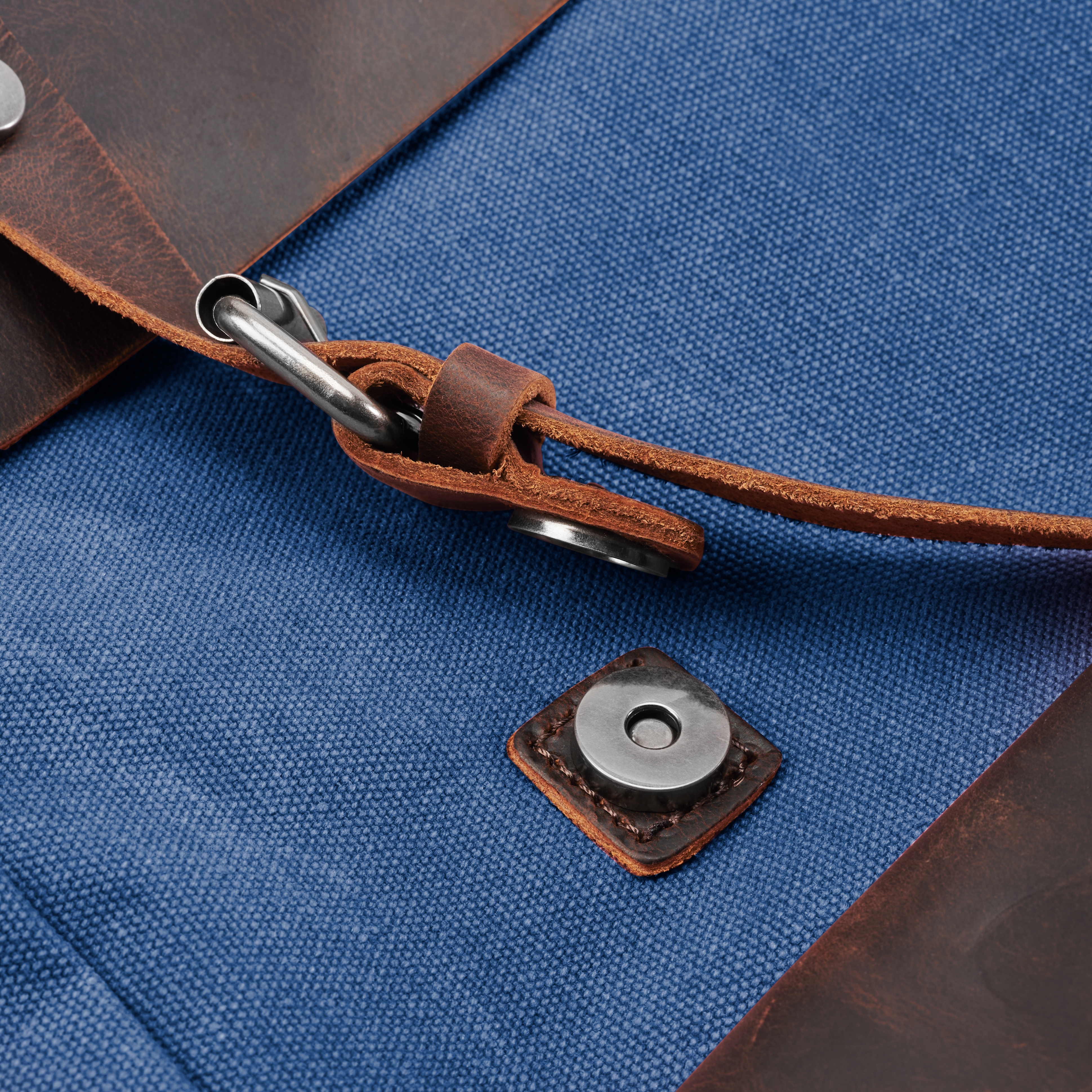 Vintage Μπλε Navy Σακίδιο Πλάτης (Backpack) από Δέρμα & Καμβά - 13