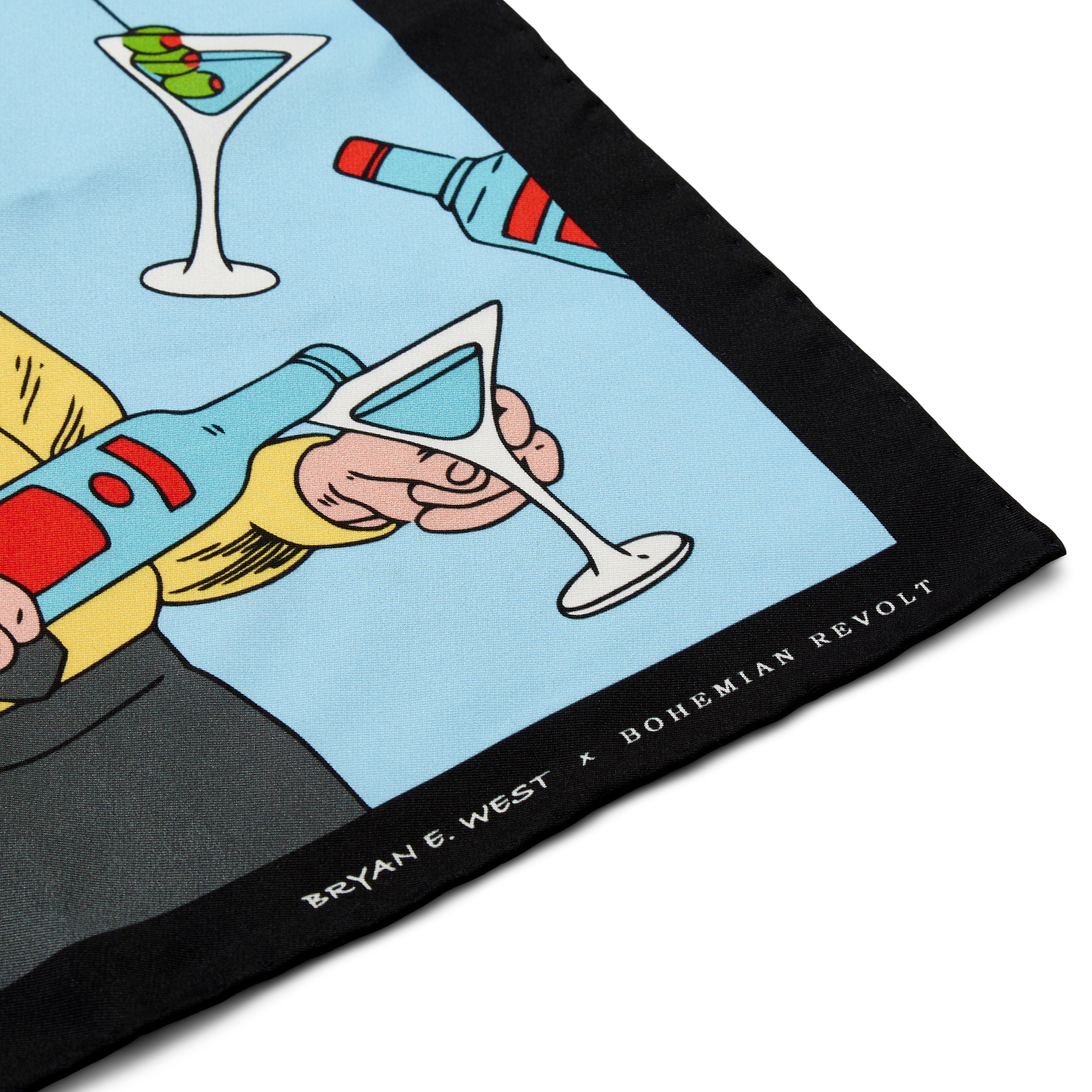 New Age | Black, Blue & Yellow Bryan E West Design Silk Pocket Square - 3