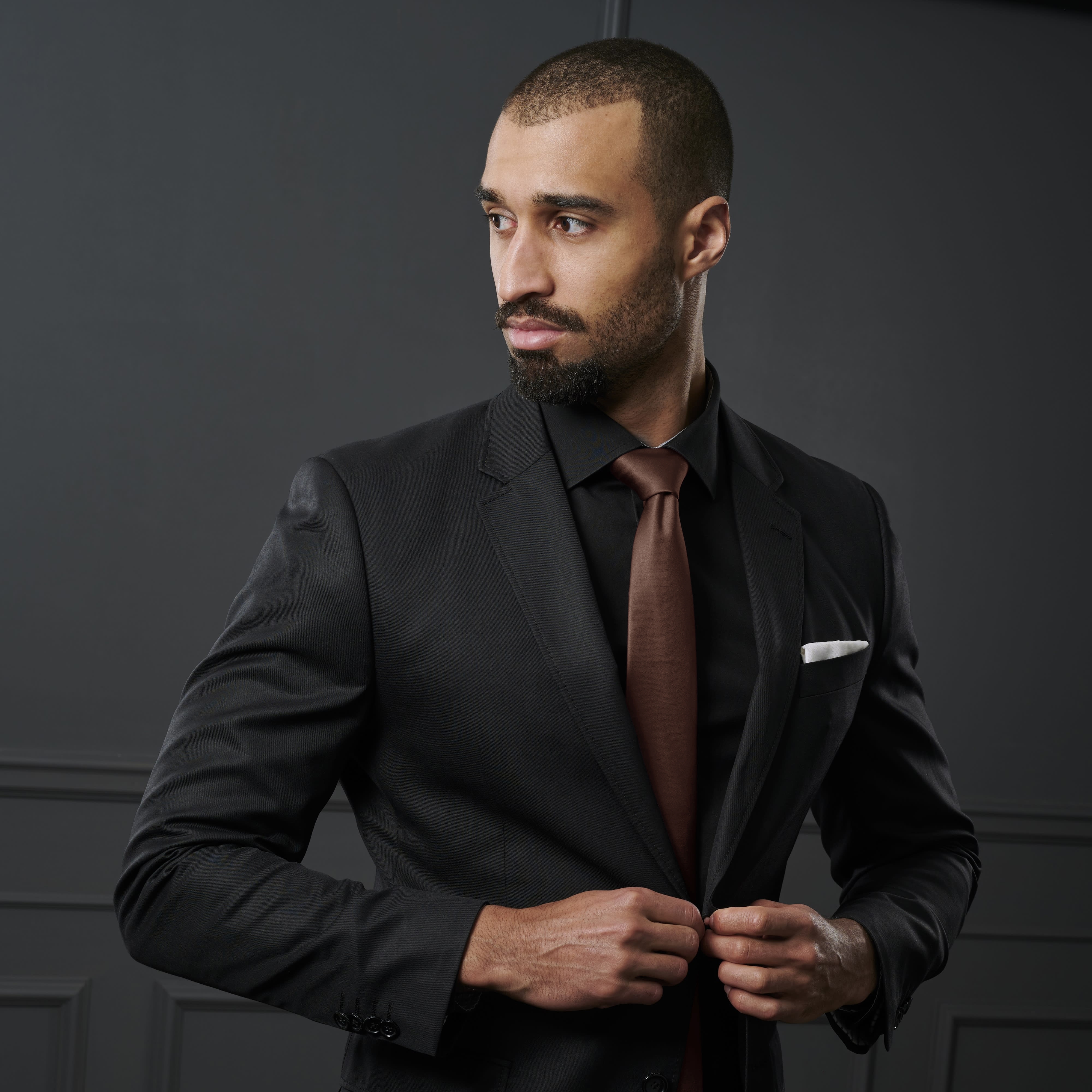 Cravată Basic maro-închis extra lungă 8cm - 5