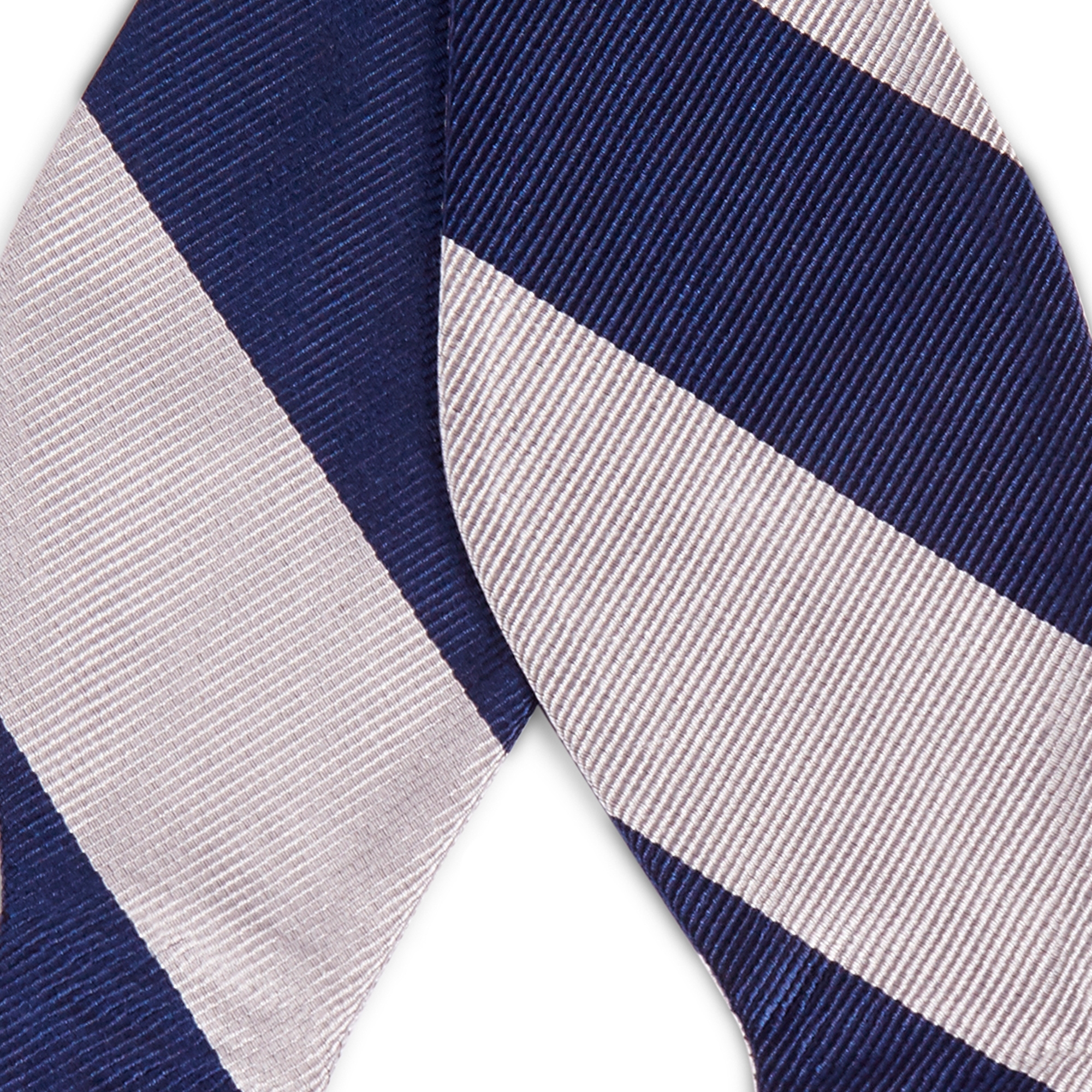 Nœud papillon en soie à rayures bleu marine et argent - 2