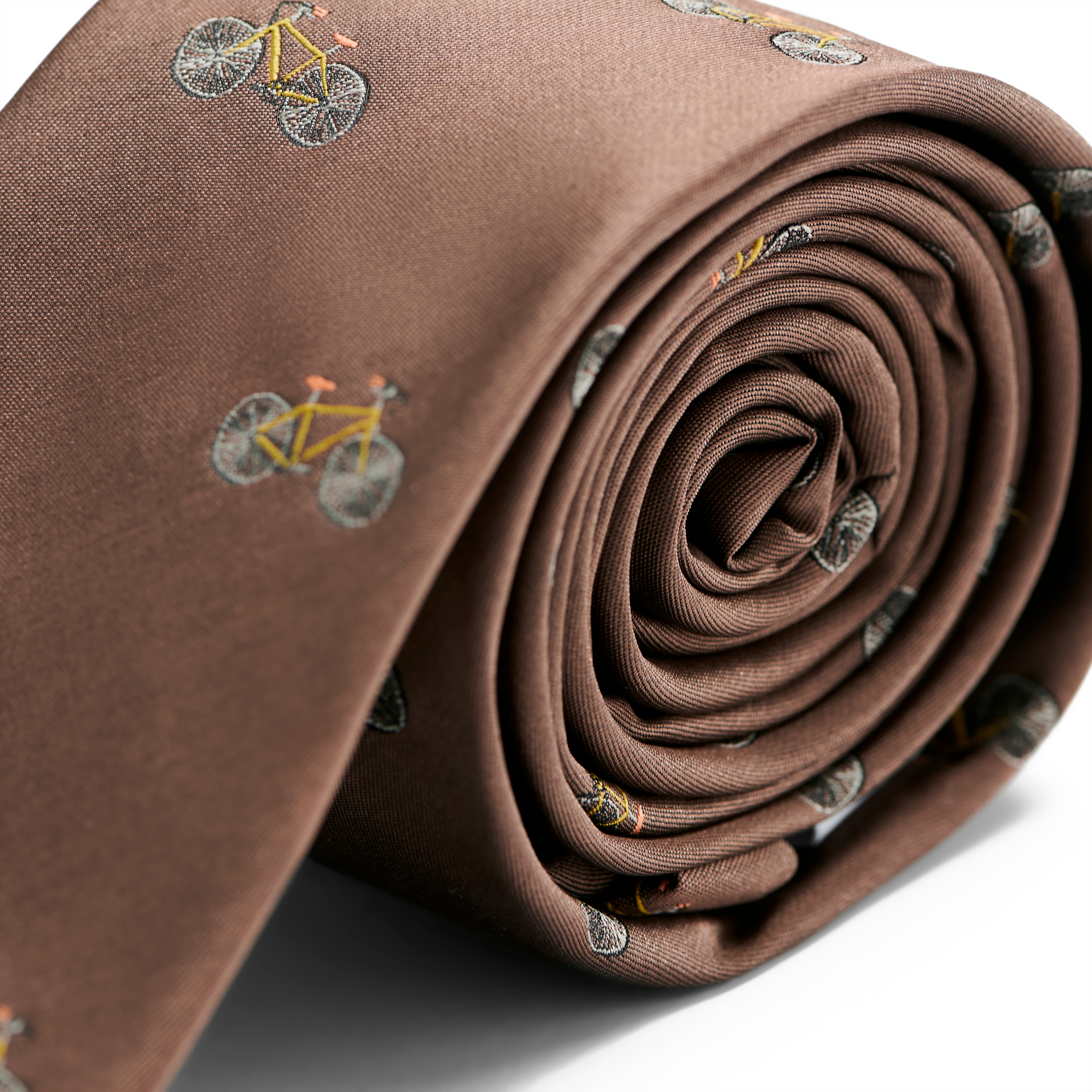 Brązowy wąski krawat w rowery - 2