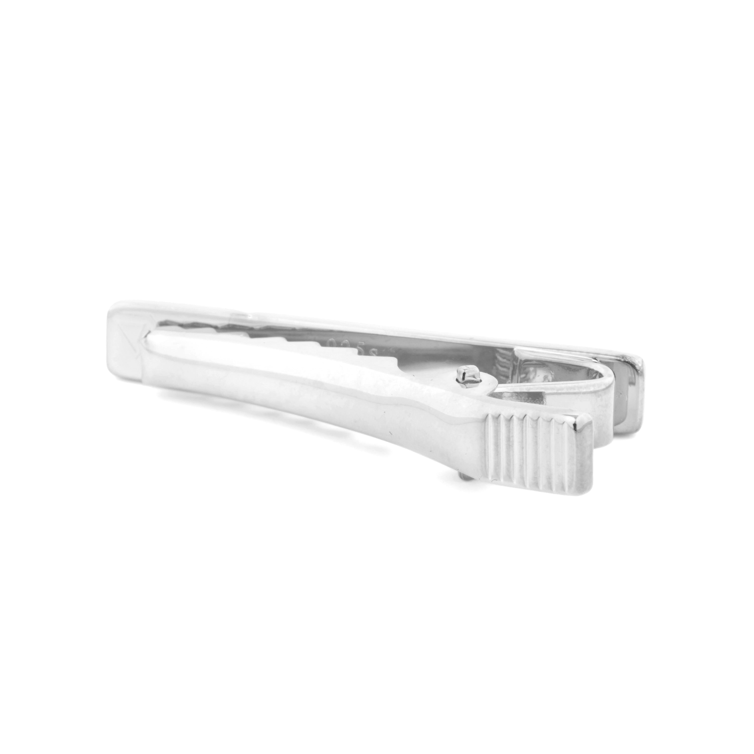 925s Silver Short Single Groove Tie Clip - 3