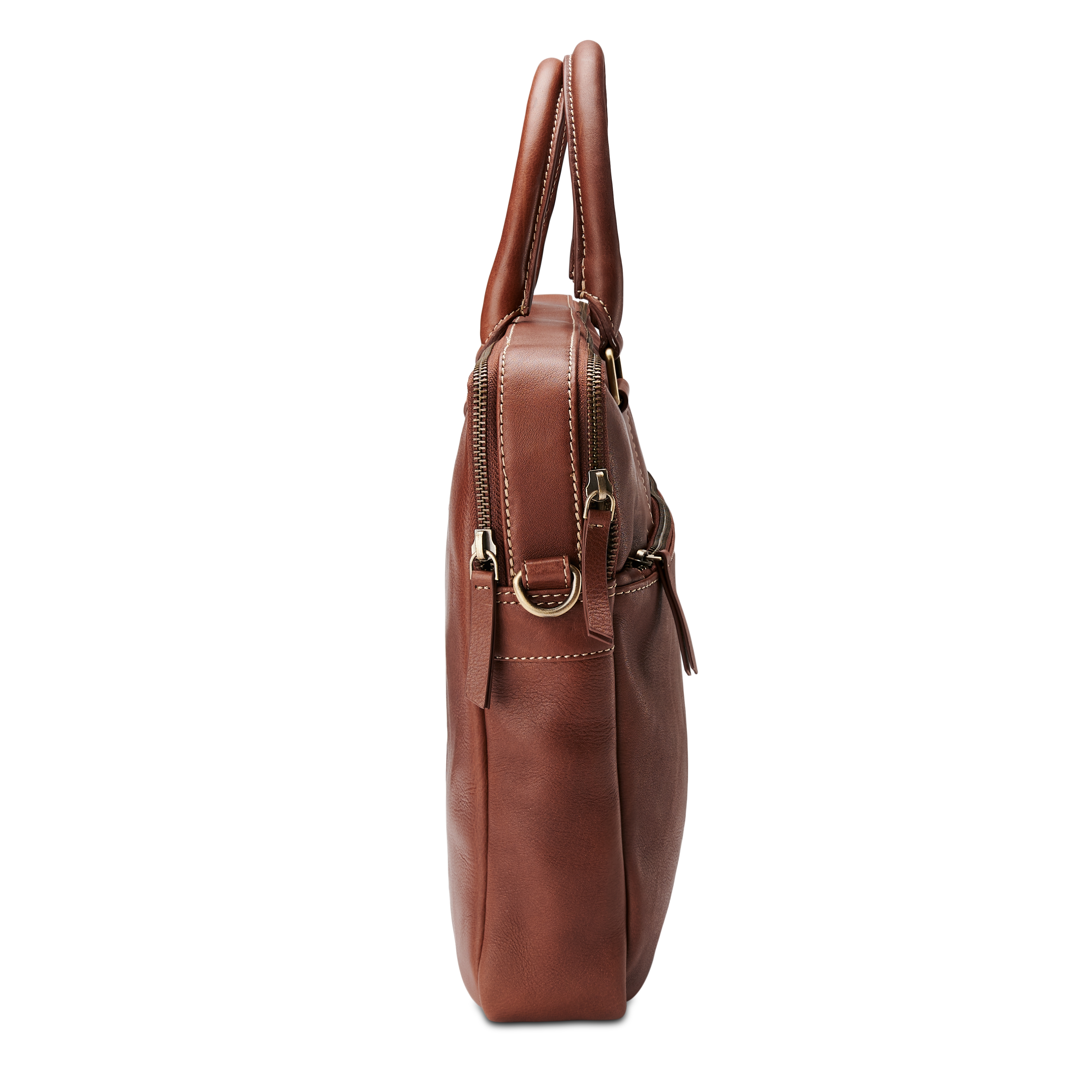 Sac pour ordinateur portable Floyd en cuir havane à double fermeture éclair - 6