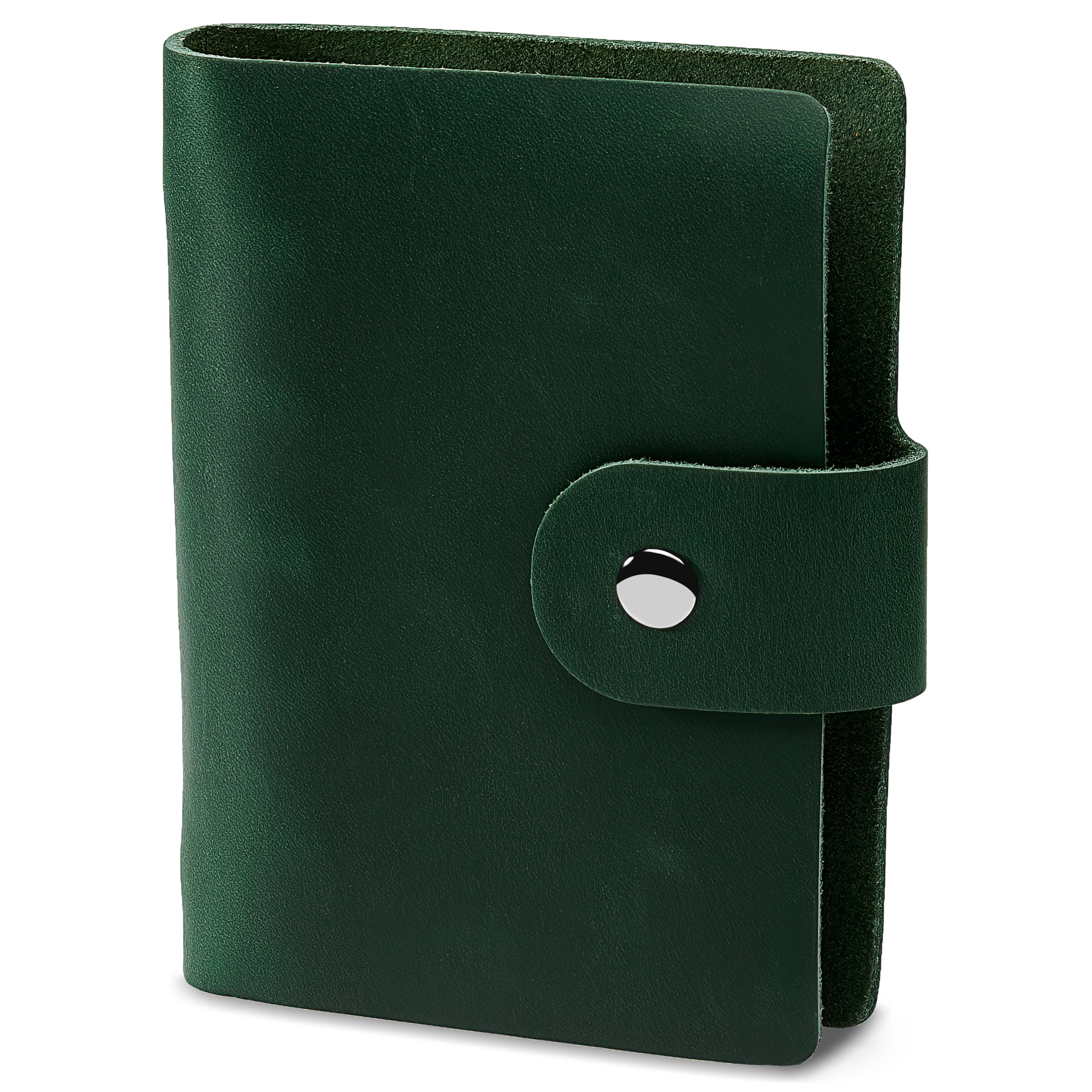 Notesbog | Grønt læder | Knaplukning
