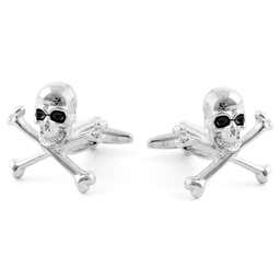 Silver-Tone Skull & Crossbones Cufflinks - 1 - primary thumbnail small_image gallery