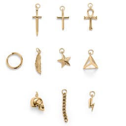 Lot de 9 pendentifs pour boucle d'oreille & un anneau en métal doré
