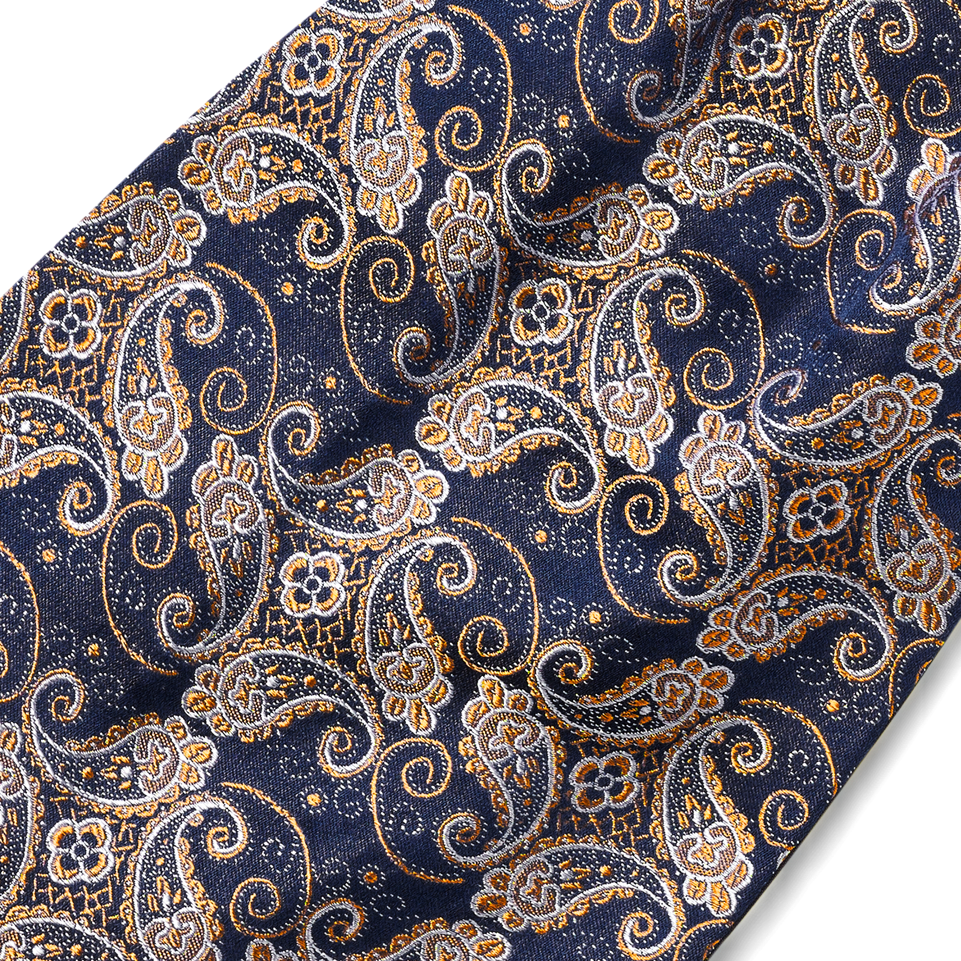 Gravata Ascot em Seda Paisley Azul e Dourado - 5