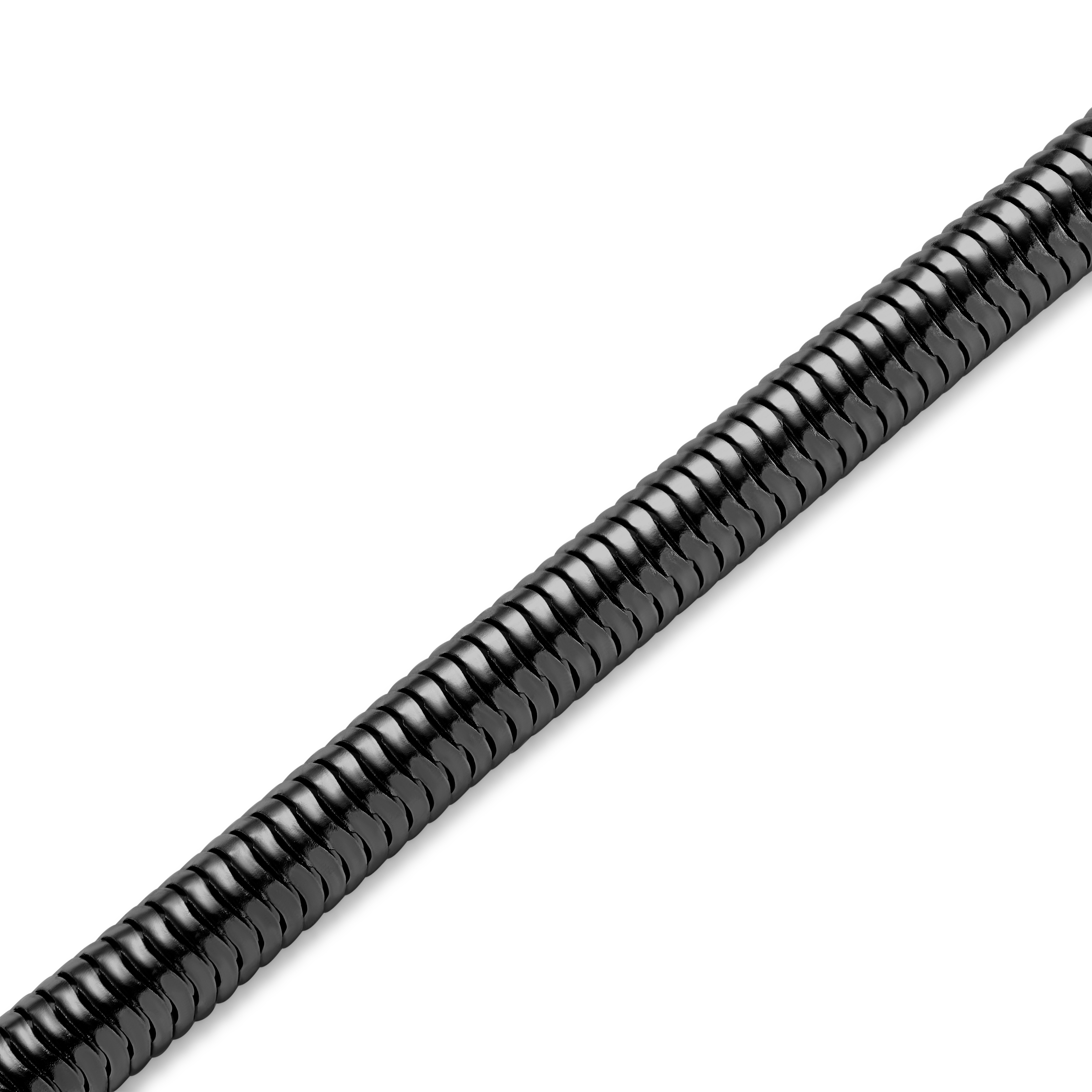 Essentials| 5 mm Metallsort Slangemønstret kjedearmbånd - 4